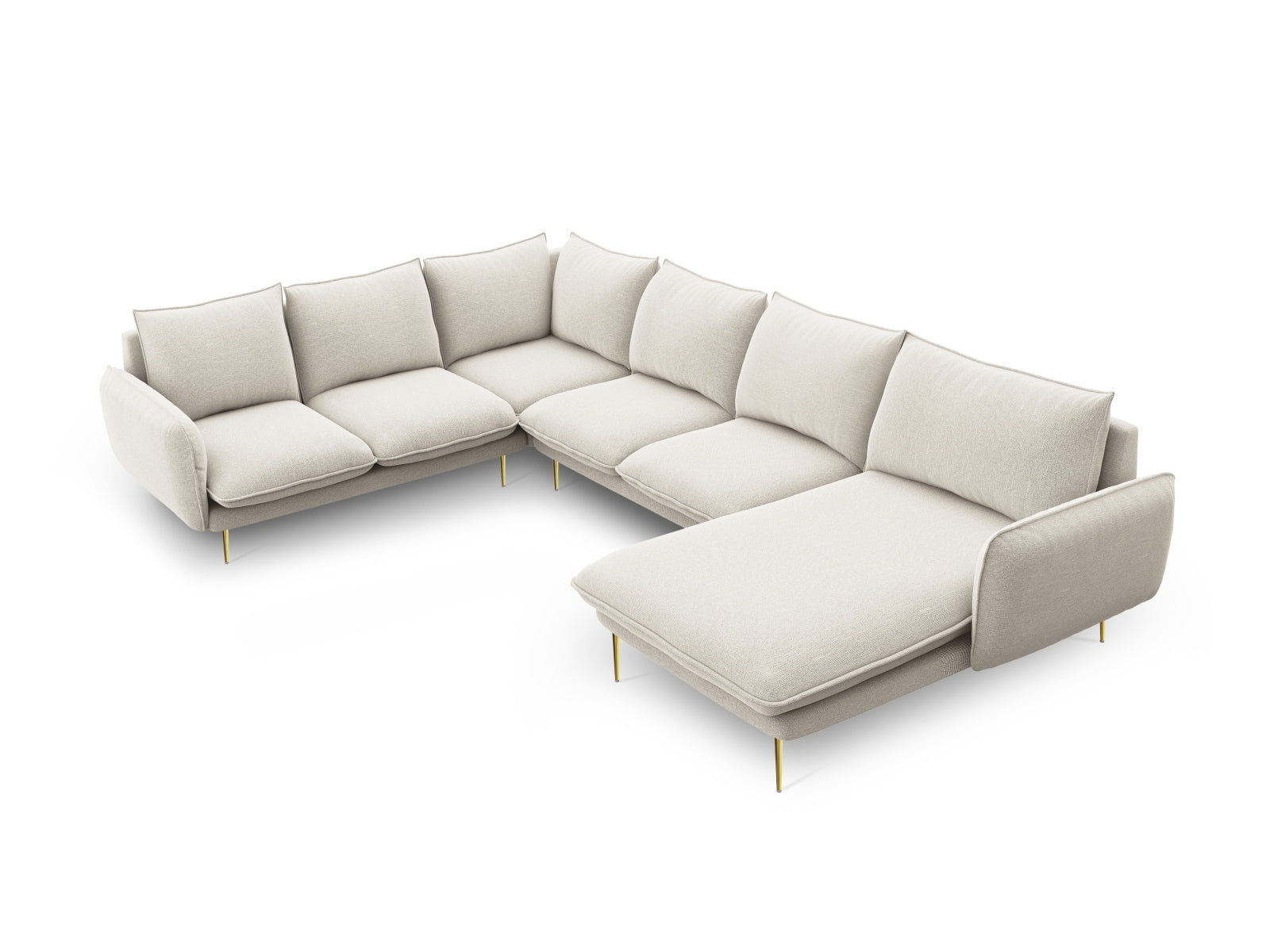 Vienna Panoramic Ecksofa links 7 Sitzer 235cm in Light Beige/Gold-Positano präsentiert im Onlineshop von KAQTU Design AG. Ecksofa links ist von Cosmopolitan Design