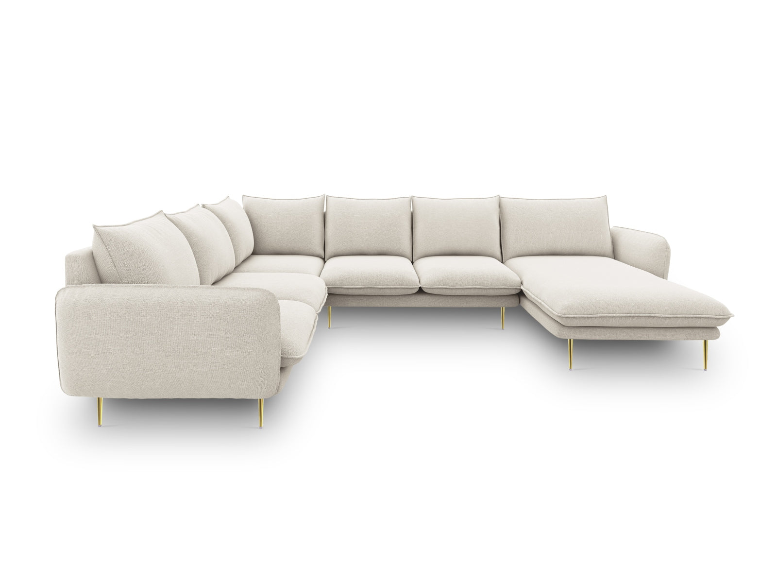 Vienna Panoramic Ecksofa links 7 Sitzer 235cm in Light Beige/Gold-Positano präsentiert im Onlineshop von KAQTU Design AG. Ecksofa links ist von Cosmopolitan Design