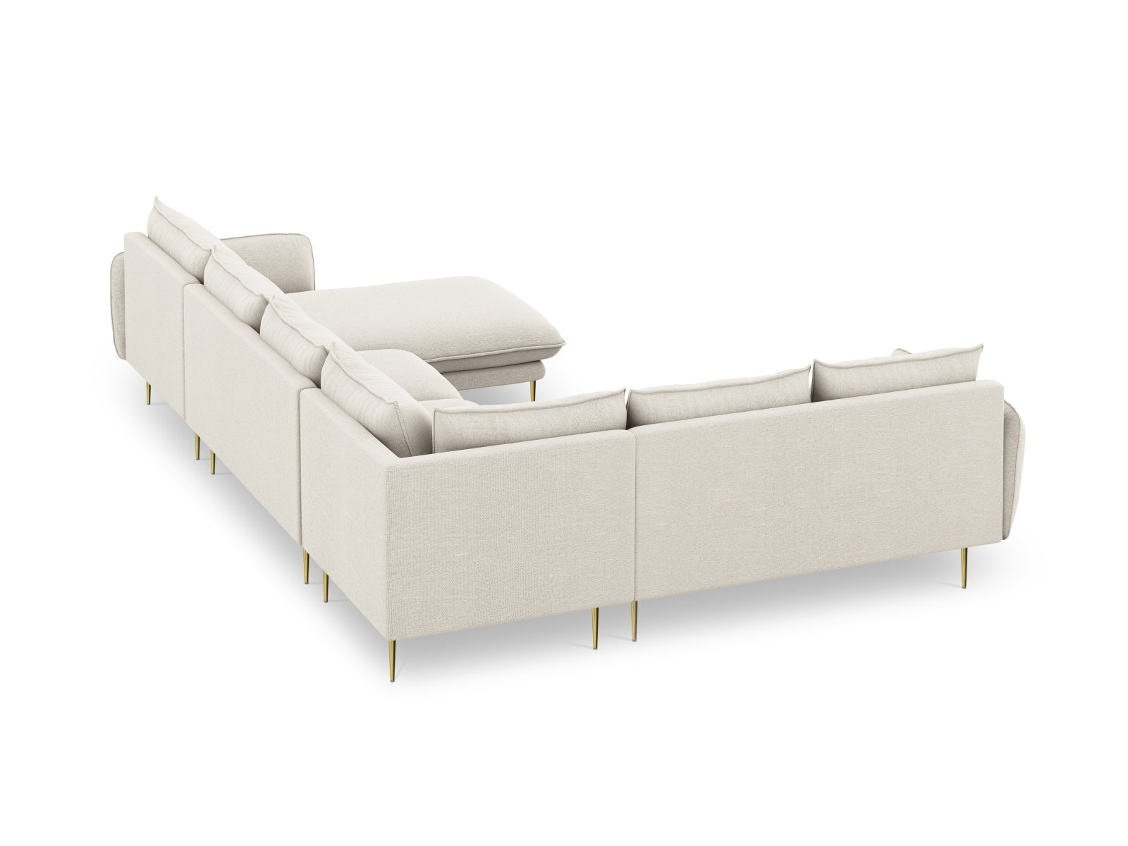 Vienna Panoramic Ecksofa links 7 Sitzer 235cm in Light Beige/Gold-Positano präsentiert im Onlineshop von KAQTU Design AG. Ecksofa links ist von Cosmopolitan Design