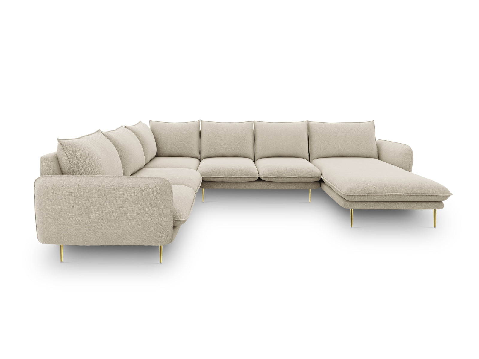 Vienna Panoramic Ecksofa links 7 Sitzer 235cm in Beige/Gold-Positano präsentiert im Onlineshop von KAQTU Design AG. Ecksofa links ist von Cosmopolitan Design