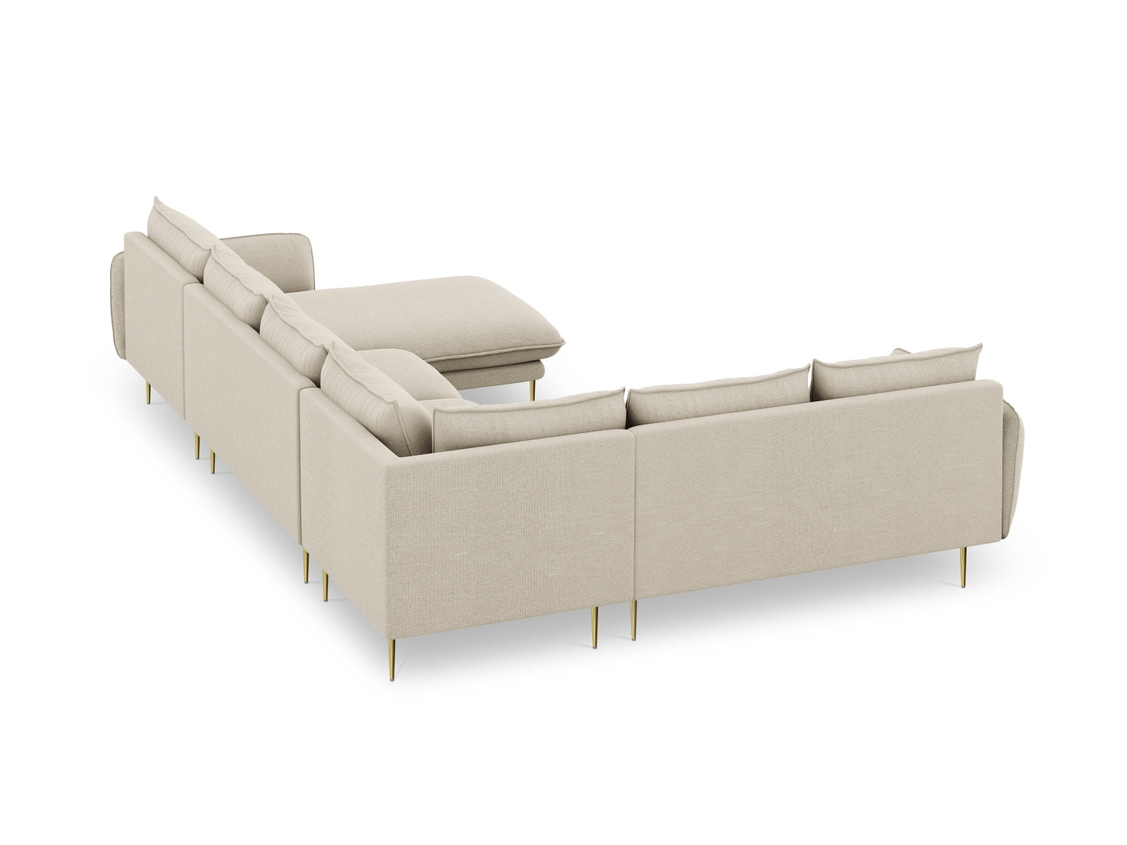 Vienna Panoramic Ecksofa links 7 Sitzer 235cm in Beige/Gold-Positano präsentiert im Onlineshop von KAQTU Design AG. Ecksofa links ist von Cosmopolitan Design