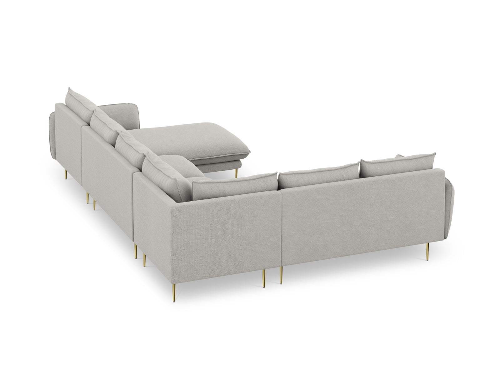 Vienna Panoramic Ecksofa links 7 Sitzer 235cm in Light Grey/Gold-Asgard/ Positano präsentiert im Onlineshop von KAQTU Design AG. Ecksofa links ist von Cosmopolitan Design