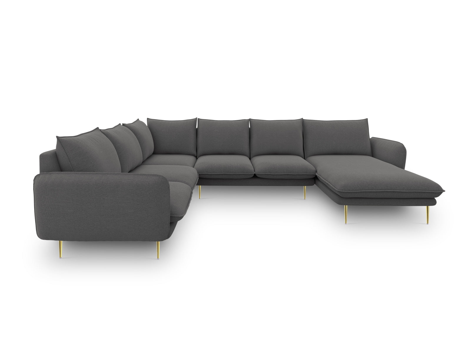 Vienna Panoramic Ecksofa links 7 Sitzer 235cm in Dark Grey/Gold-Positano präsentiert im Onlineshop von KAQTU Design AG. Ecksofa links ist von Cosmopolitan Design