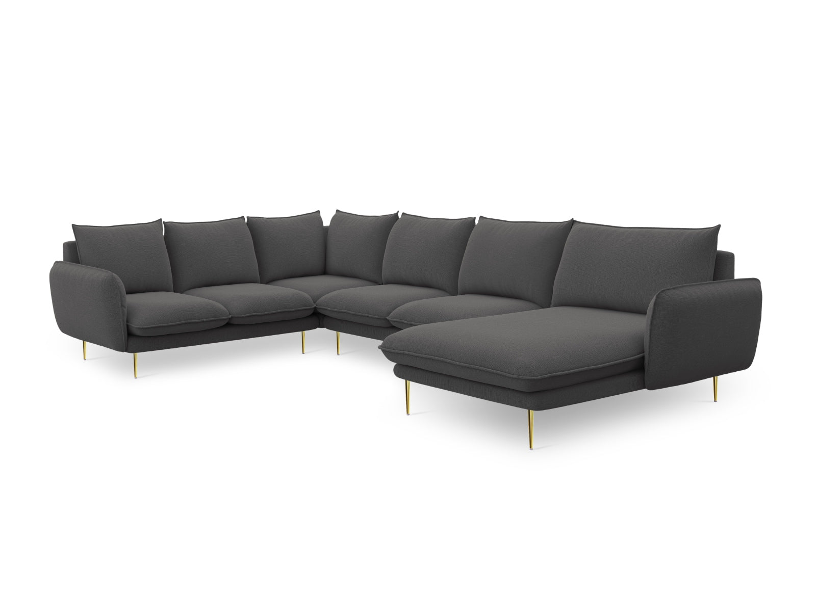 Vienna Panoramic Ecksofa links 7 Sitzer 235cm in Dark Grey/Gold-Positano präsentiert im Onlineshop von KAQTU Design AG. Ecksofa links ist von Cosmopolitan Design