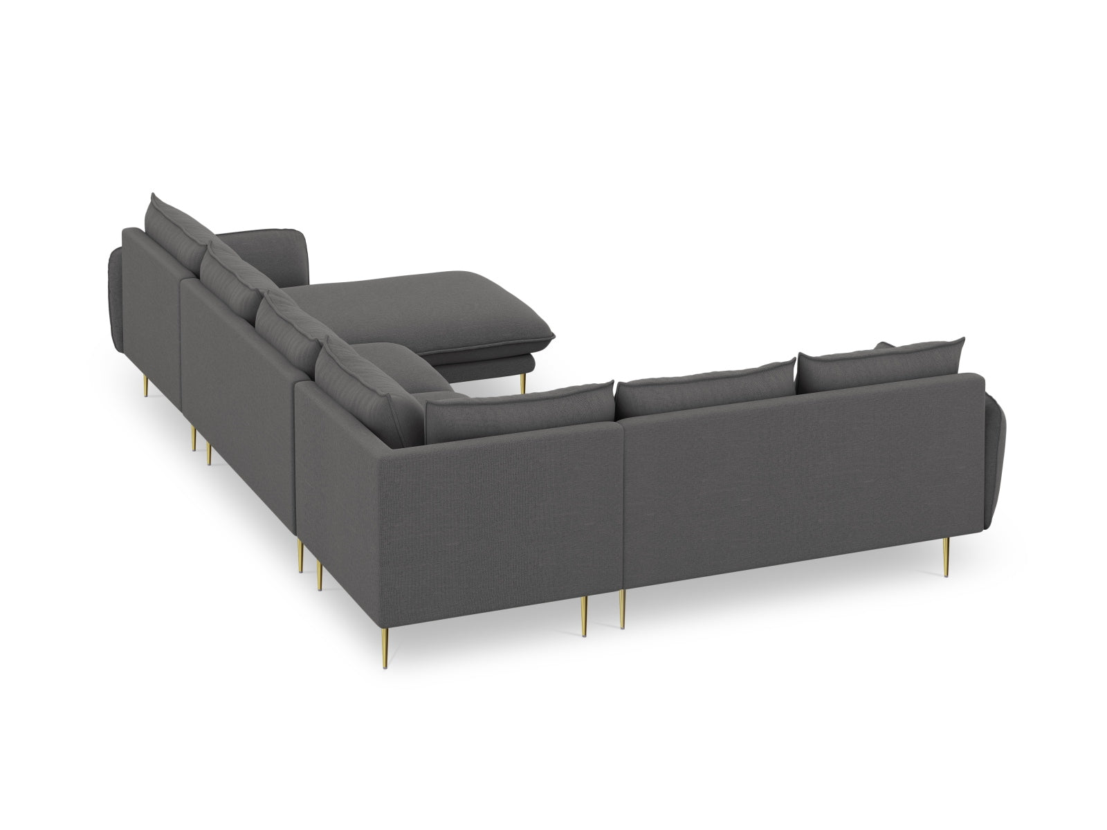 Vienna Panoramic Ecksofa links 7 Sitzer 235cm in Dark Grey/Gold-Positano präsentiert im Onlineshop von KAQTU Design AG. Ecksofa links ist von Cosmopolitan Design
