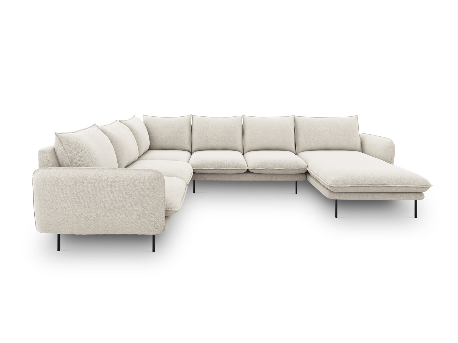 Vienna Panoramic Ecksofa links 7 Sitzer 235cm in Light Beige/Schwarz-Positano präsentiert im Onlineshop von KAQTU Design AG. Ecksofa links ist von Cosmopolitan Design