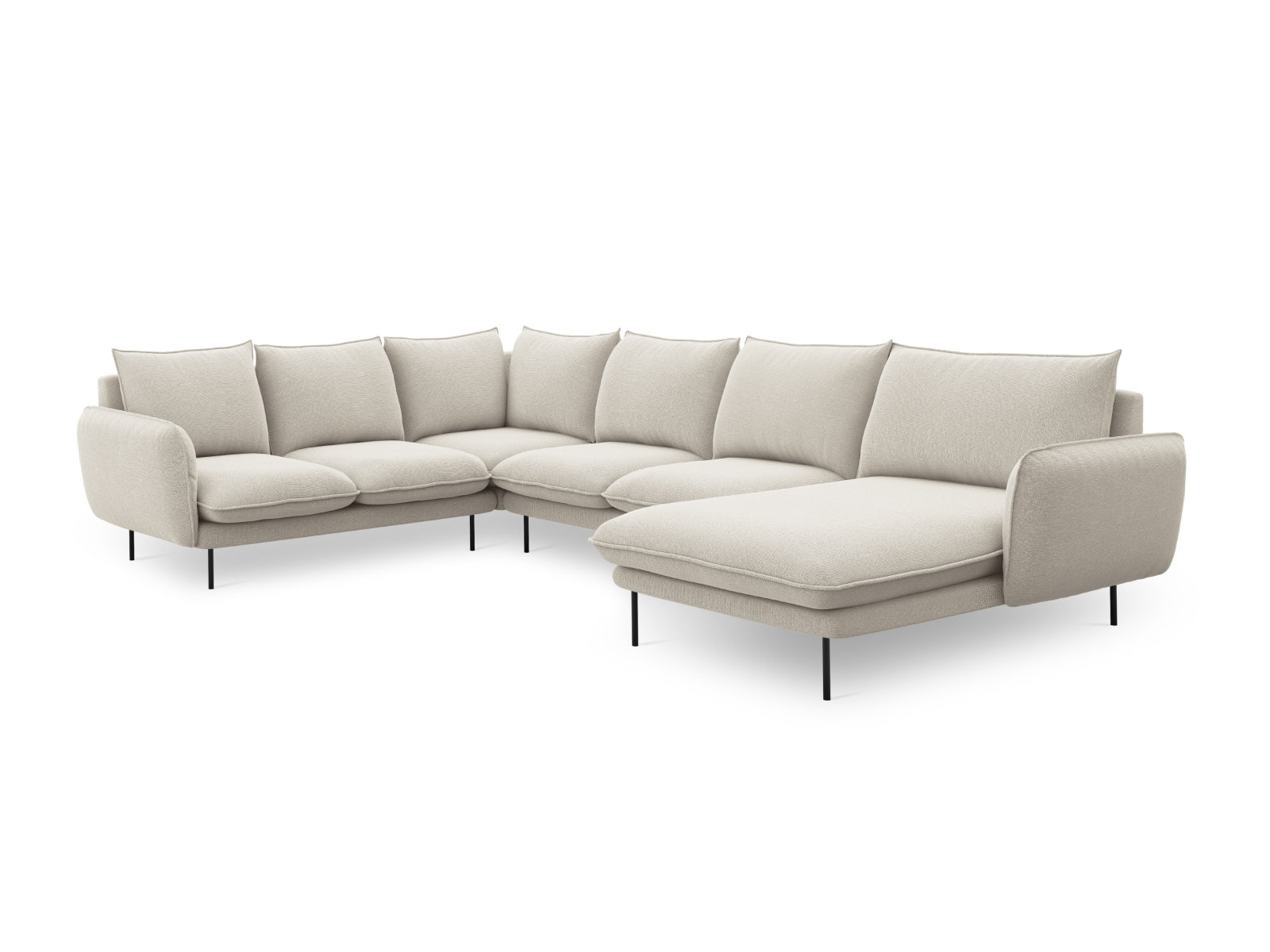 Vienna Panoramic Ecksofa links 7 Sitzer 235cm in Light Beige/Schwarz-Positano präsentiert im Onlineshop von KAQTU Design AG. Ecksofa links ist von Cosmopolitan Design