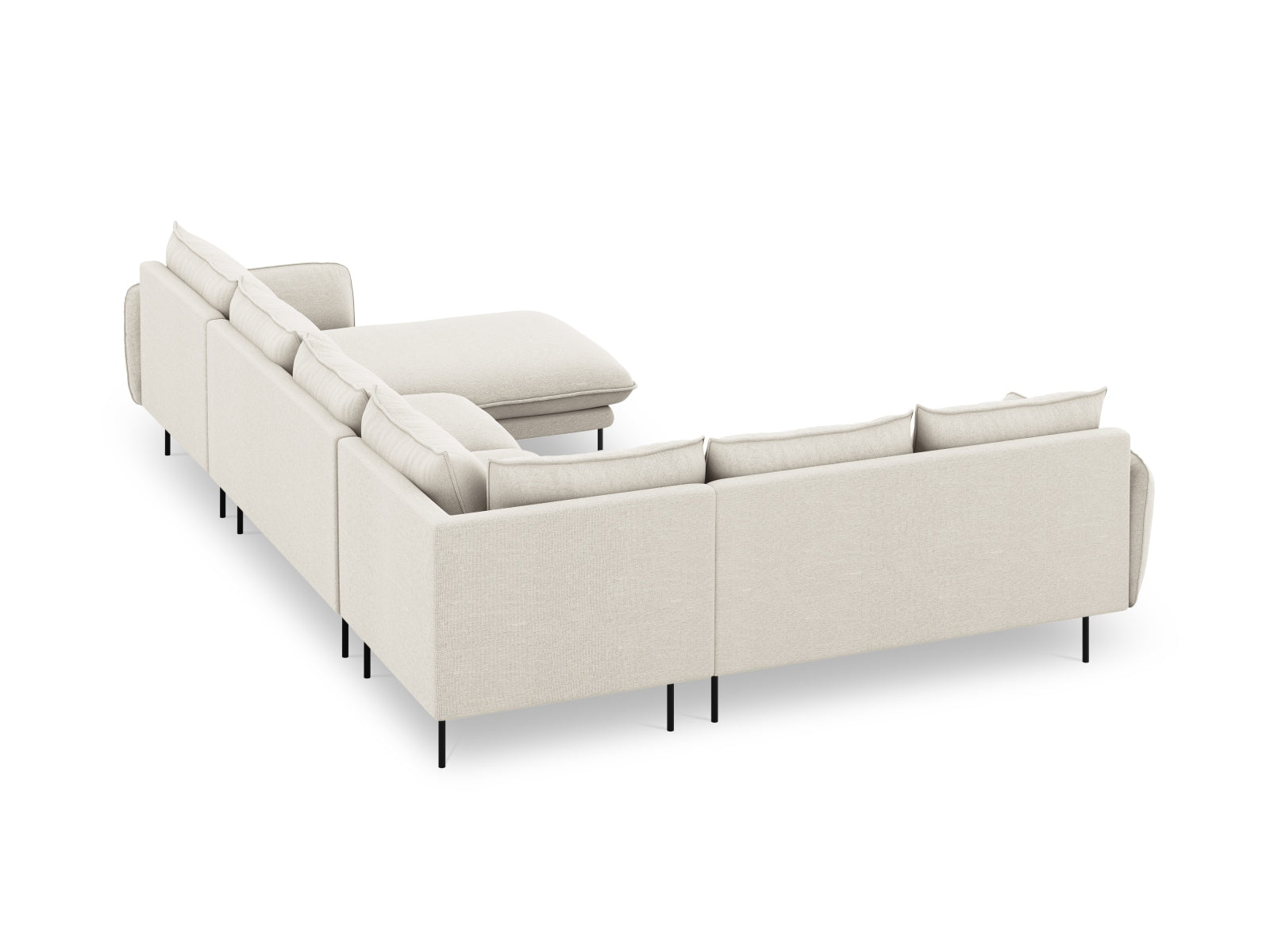 Vienna Panoramic Ecksofa links 7 Sitzer 235cm in Light Beige/Schwarz-Positano präsentiert im Onlineshop von KAQTU Design AG. Ecksofa links ist von Cosmopolitan Design