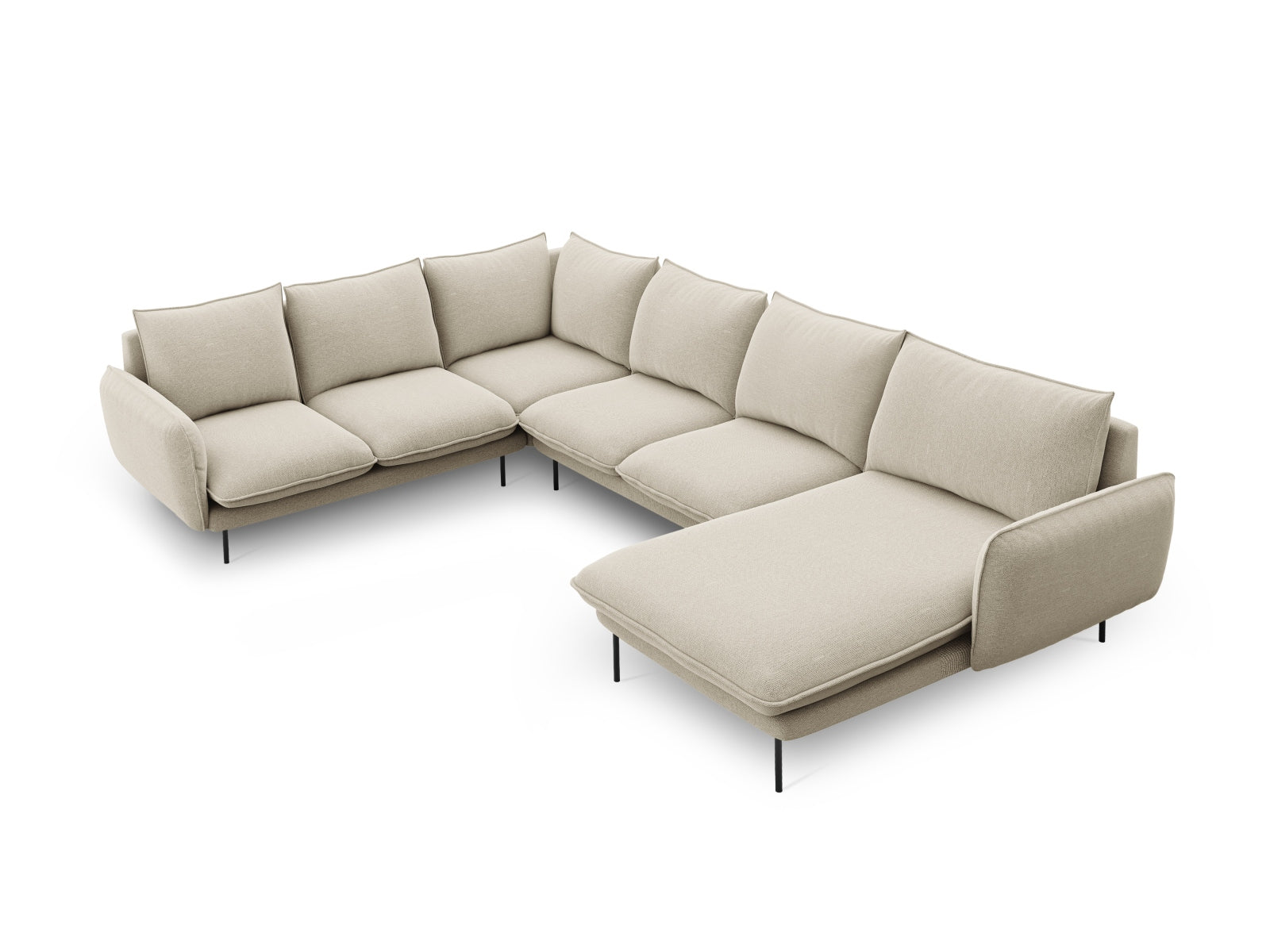 Vienna Panoramic Ecksofa links 7 Sitzer 235cm in Beige/Schwarz-Positano präsentiert im Onlineshop von KAQTU Design AG. Ecksofa links ist von Cosmopolitan Design