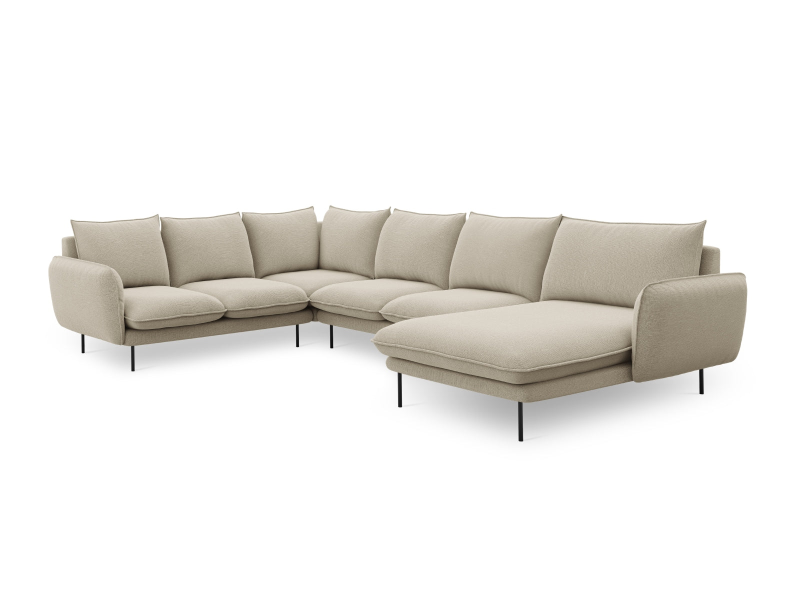 Vienna Panoramic Ecksofa links 7 Sitzer 235cm in Beige/Schwarz-Positano präsentiert im Onlineshop von KAQTU Design AG. Ecksofa links ist von Cosmopolitan Design