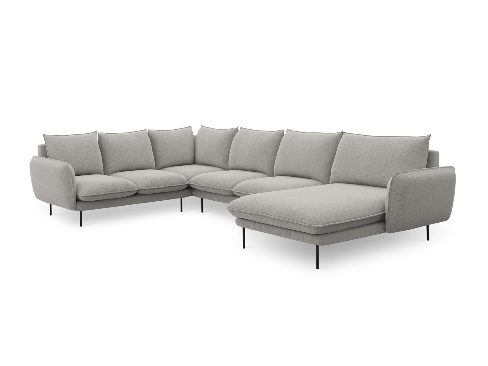 Vienna Panoramic Ecksofa links 7 Sitzer 235cm in Light Grey/Schwarz-Asgard/ Positano präsentiert im Onlineshop von KAQTU Design AG. Ecksofa links ist von Cosmopolitan Design