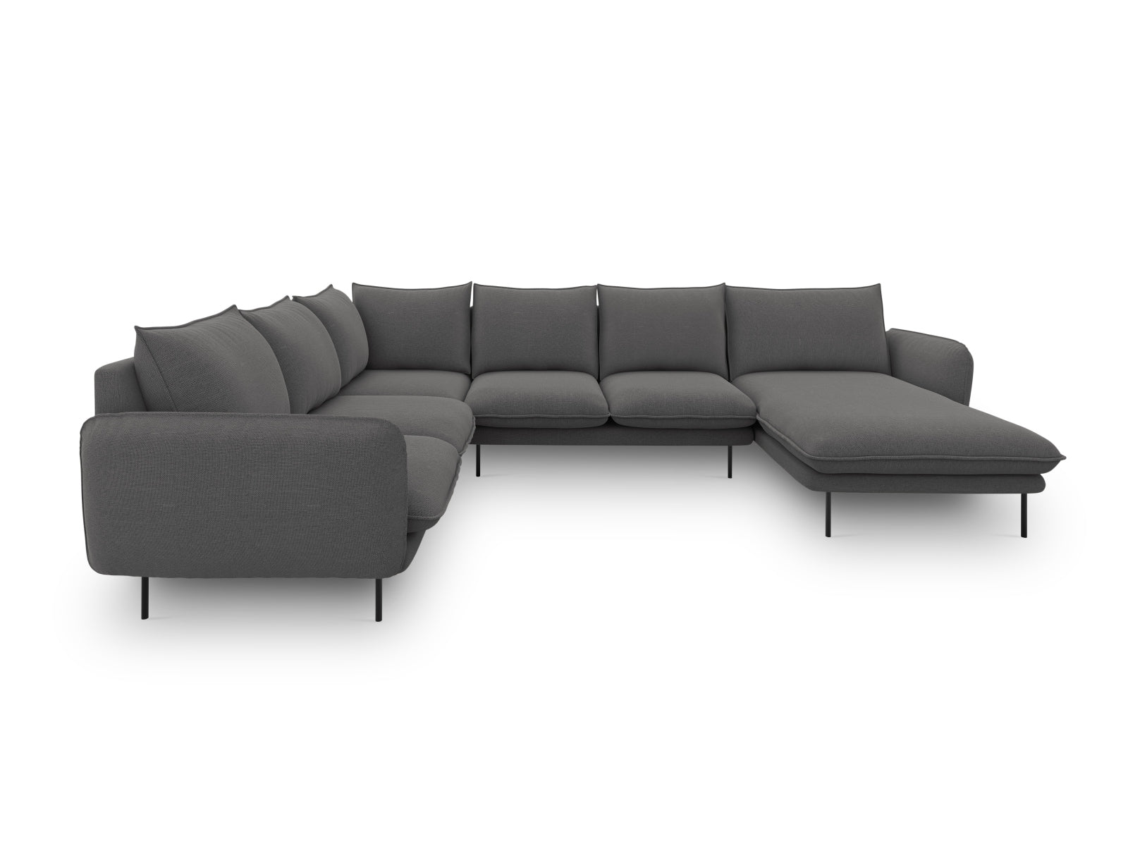 Vienna Panoramic Ecksofa links 7 Sitzer 235cm in Dark Grey/Schwarz-Positano präsentiert im Onlineshop von KAQTU Design AG. Ecksofa links ist von Cosmopolitan Design