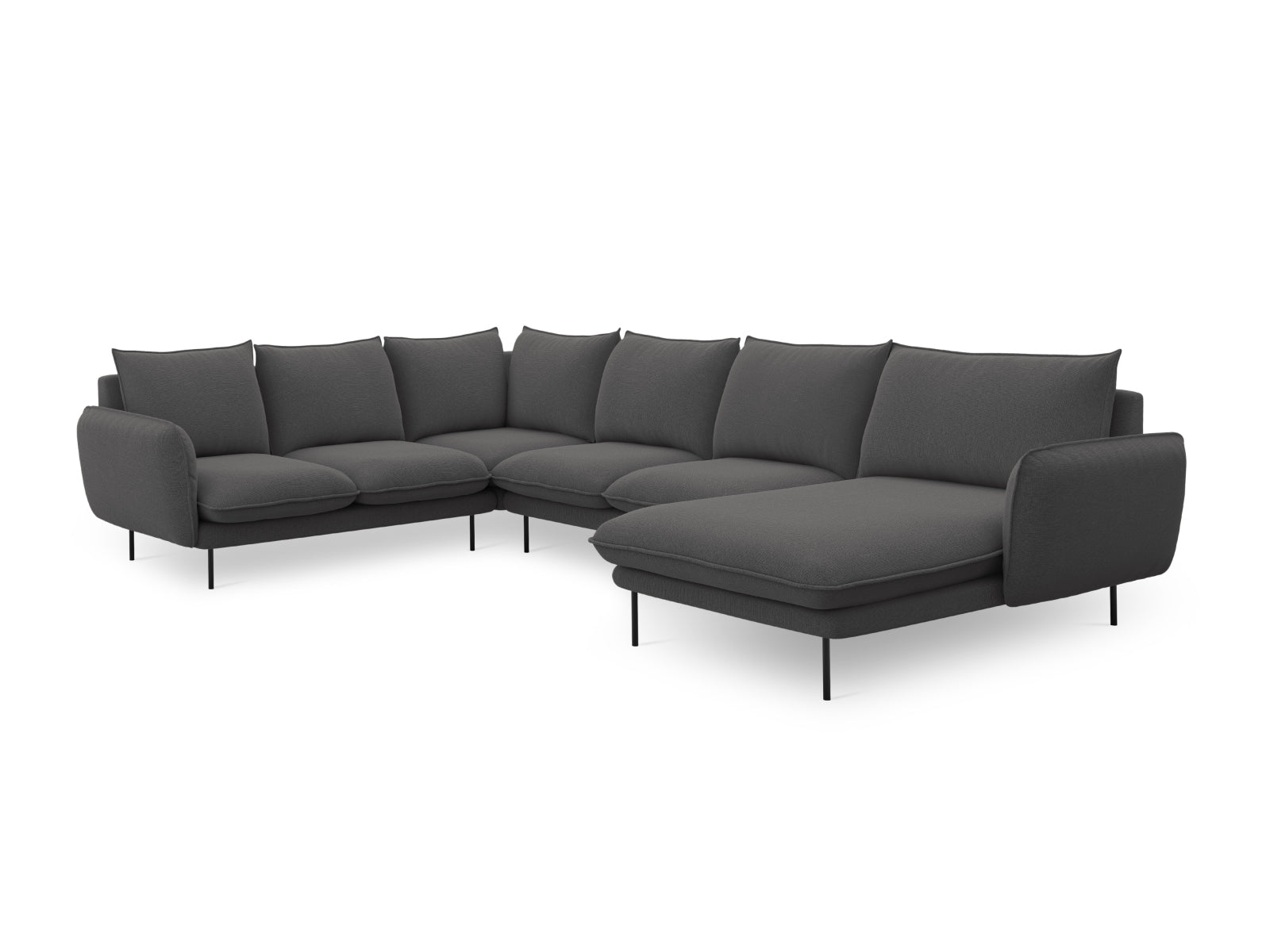 Vienna Panoramic Ecksofa links 7 Sitzer 235cm in Dark Grey/Schwarz-Positano präsentiert im Onlineshop von KAQTU Design AG. Ecksofa links ist von Cosmopolitan Design