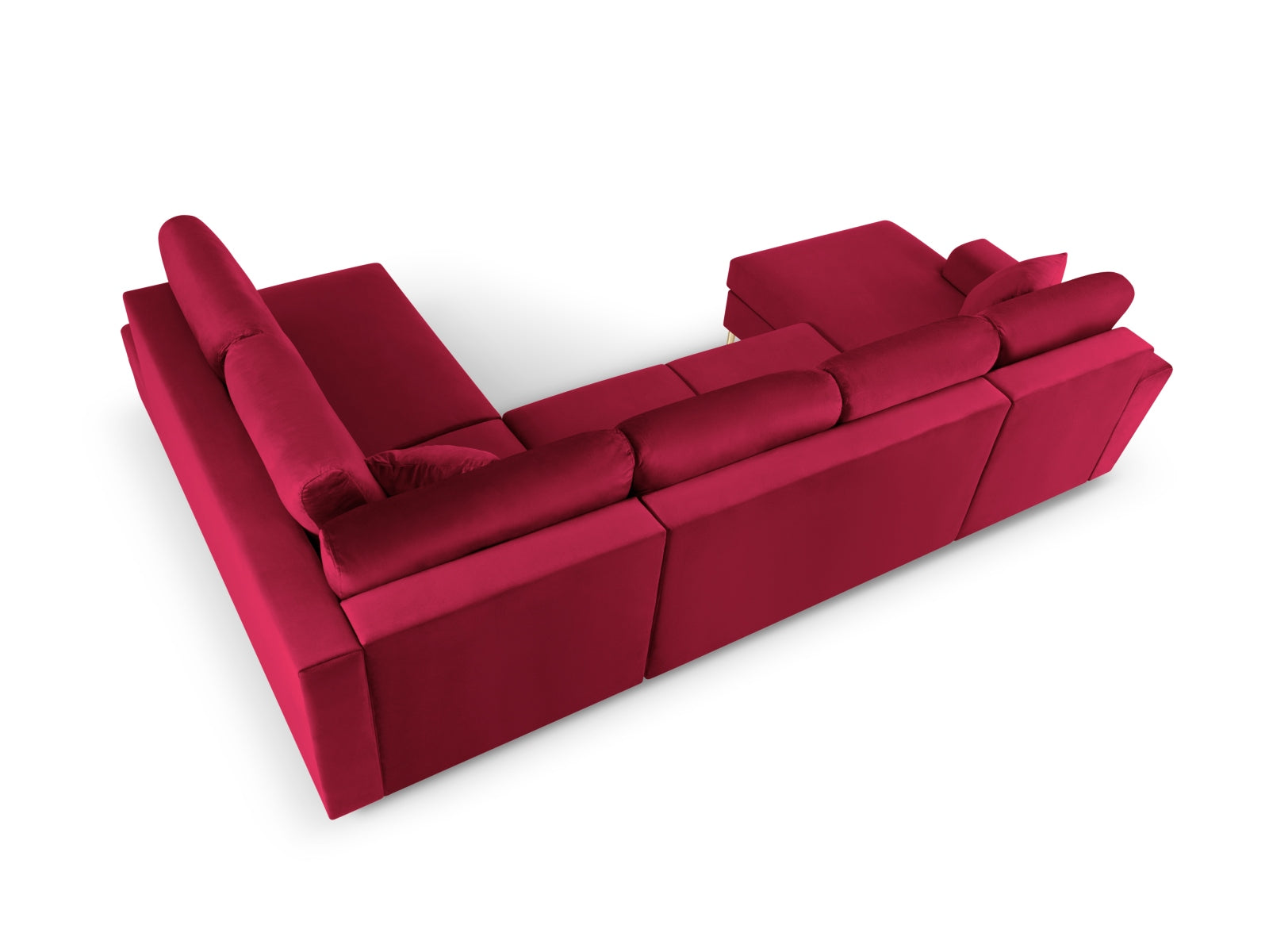 Elegantes Kyoto Velour Panoramic Ecksofa rechts, 7 Sitzer mit Stauraum und Schlaffunktion, ideal für stilvolle Wohnräume und entspannte Nächte.
