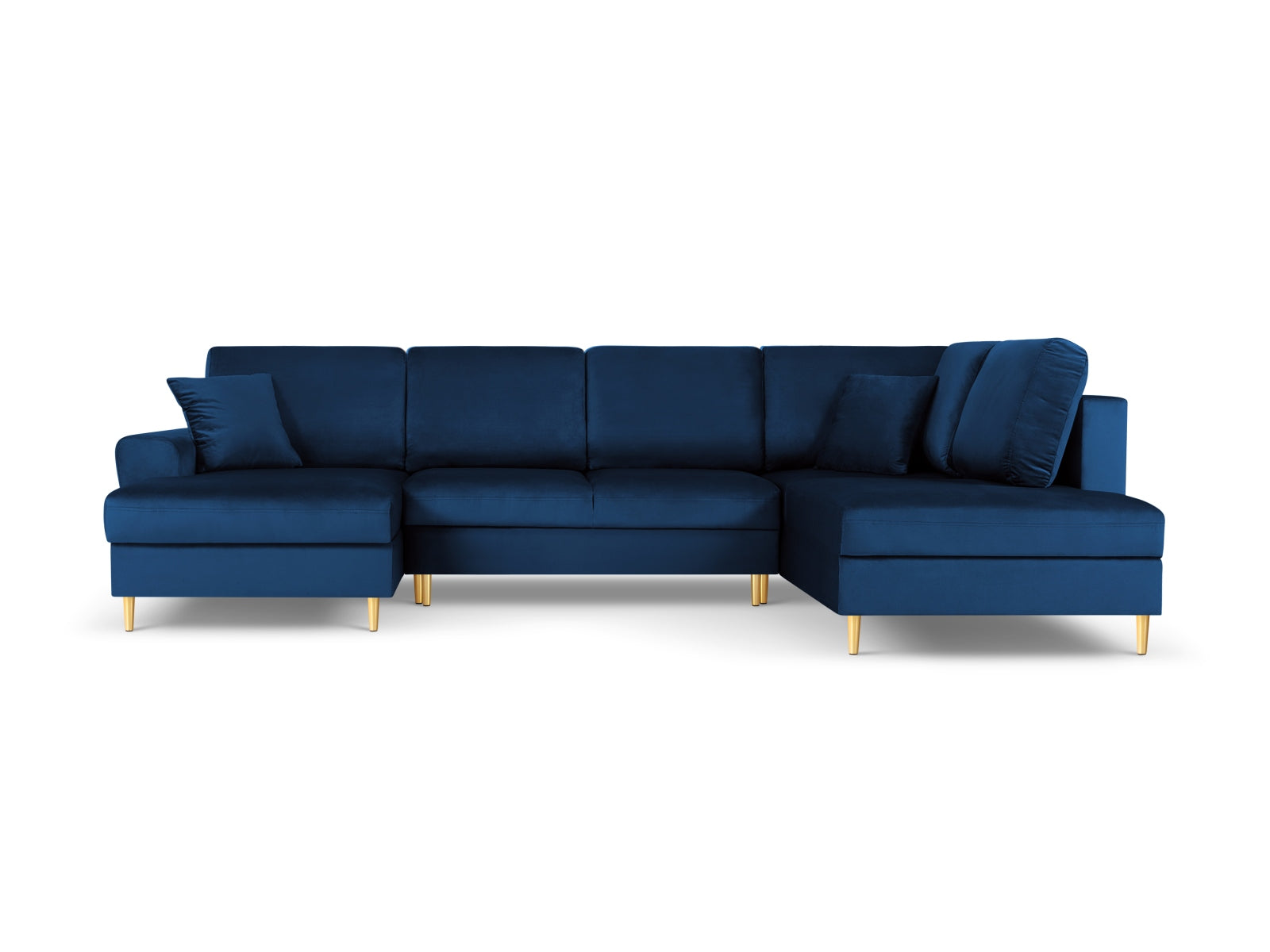 Elegantes Kyoto Velour Panoramic Ecksofa rechts in Royal Blue-Riviera, 7 Sitzer mit Stauraum und Schlaffunktion, ideal für stilvolle Wohnräume.