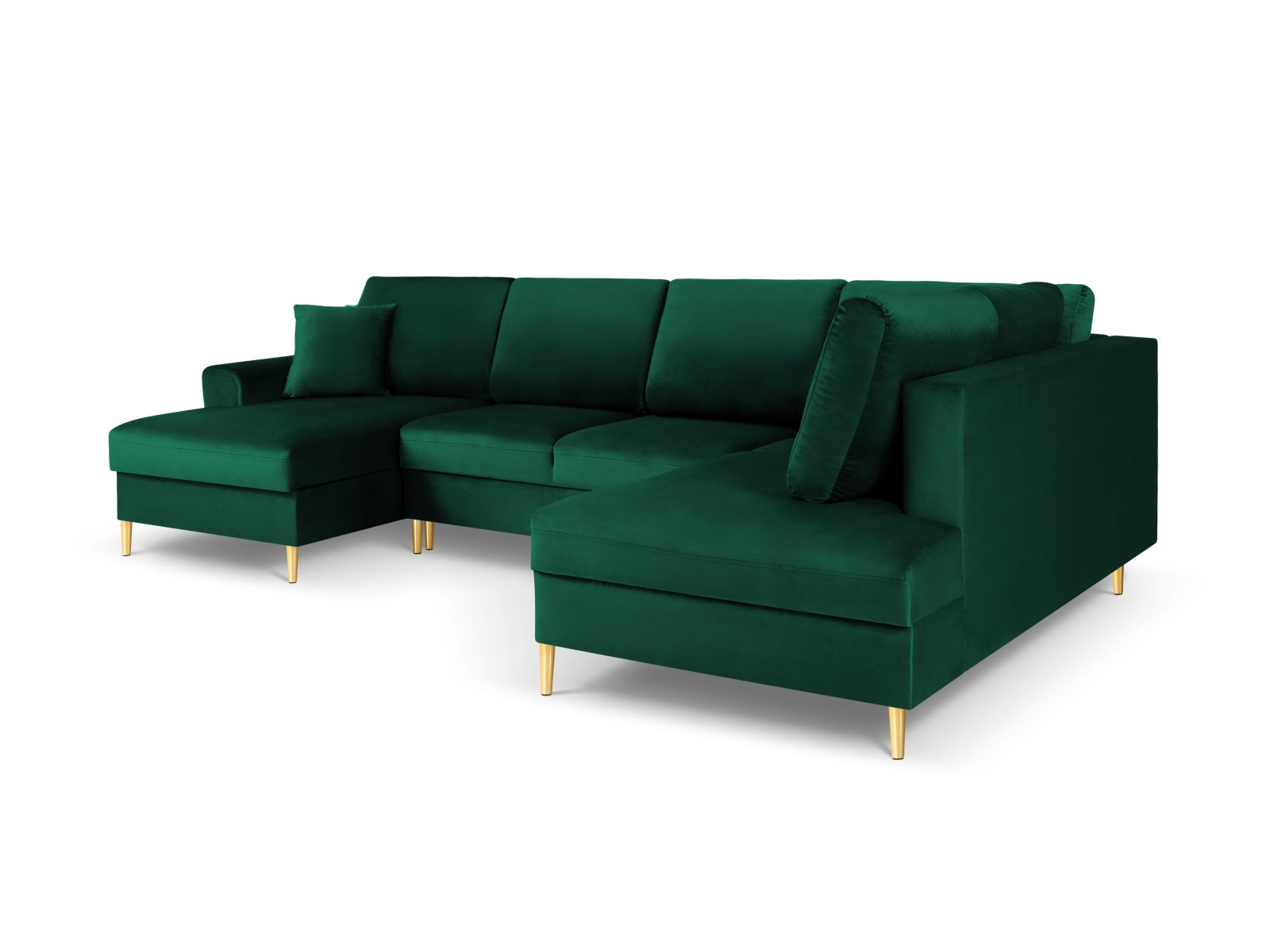 Stilvolles Kyoto Velour Panoramic Ecksofa in edlem Flaschengrün, 7 Sitzer mit praktischem Stauraum und komfortabler Schlaffunktion.