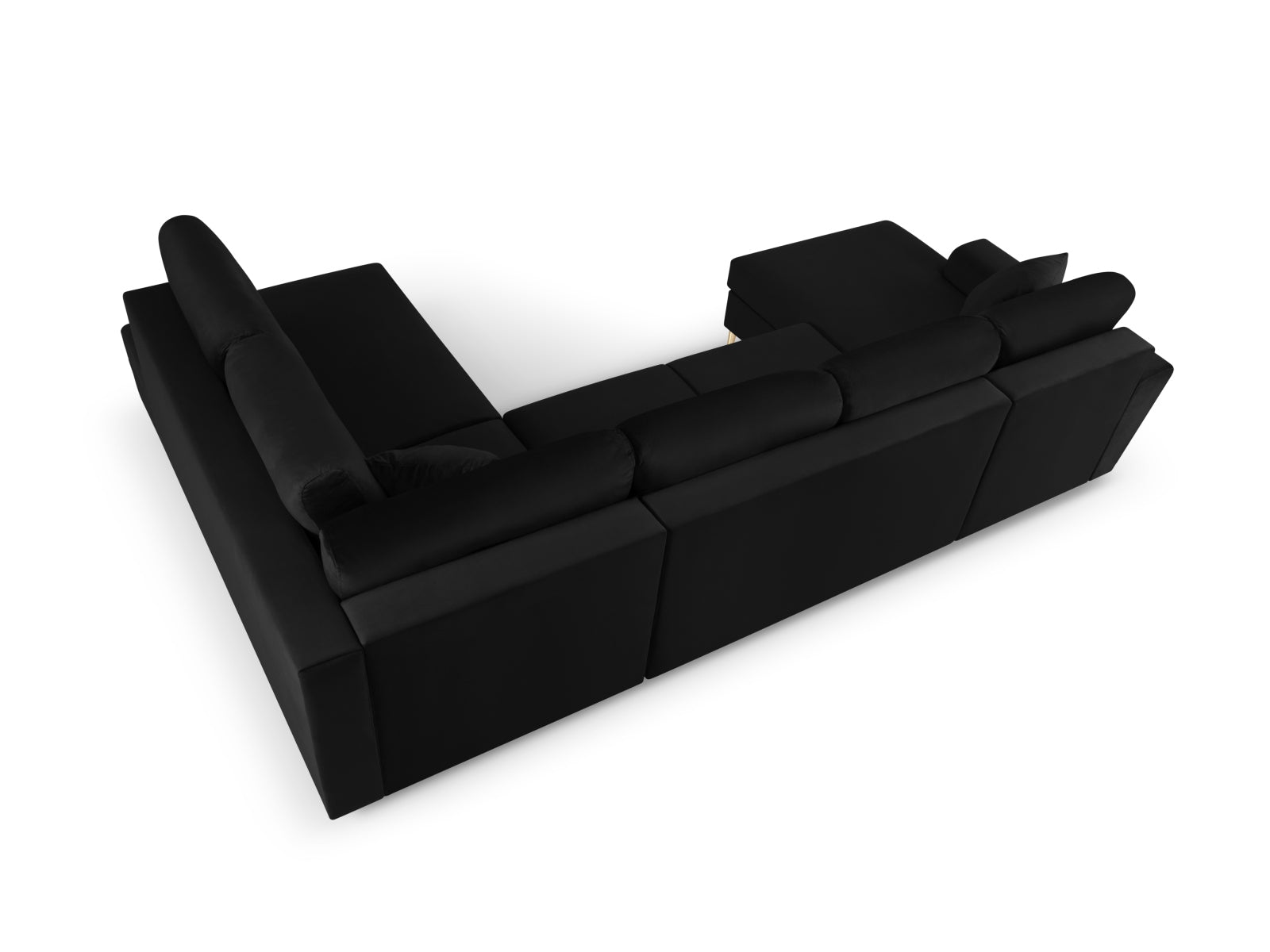 Elegantes Kyoto Velour Panoramic Ecksofa rechts, 7 Sitzer mit Stauraum und Schlaffunktion, ideal für stilvolle Wohnräume.