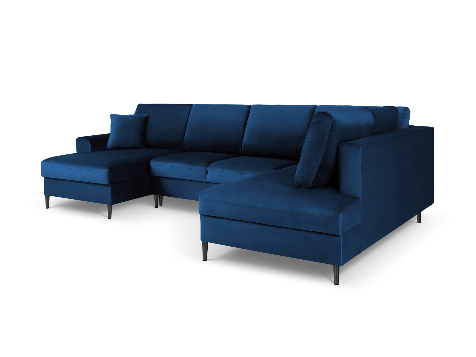 Stilvolles Kyoto Velour Panoramic Ecksofa rechts in Royal Blue, 7 Sitzer, mit cleverem Stauraum und gemütlicher Schlaffunktion für entspannte Nächte.