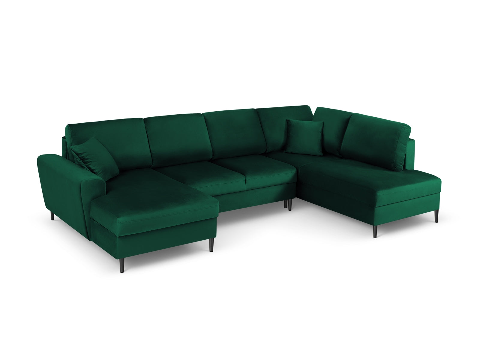 Stylisches Kyoto Velour Panoramic Ecksofa in dunklem Grün, 7 Sitzer mit praktischem Stauraum und komfortabler Schlaffunktion für Gäste.
