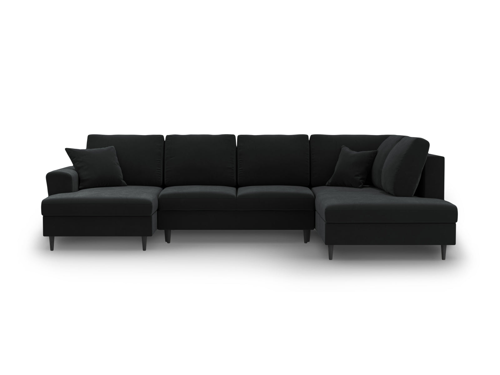 Kyoto Velour Panoramic Right Sofa mit Stauraum und Schlaffunktion 7 Sitzer 194cm in Black-Riviera präsentiert im Onlineshop von KAQTU Design AG. Bettsofa rechts ist von Cosmopolitan Design