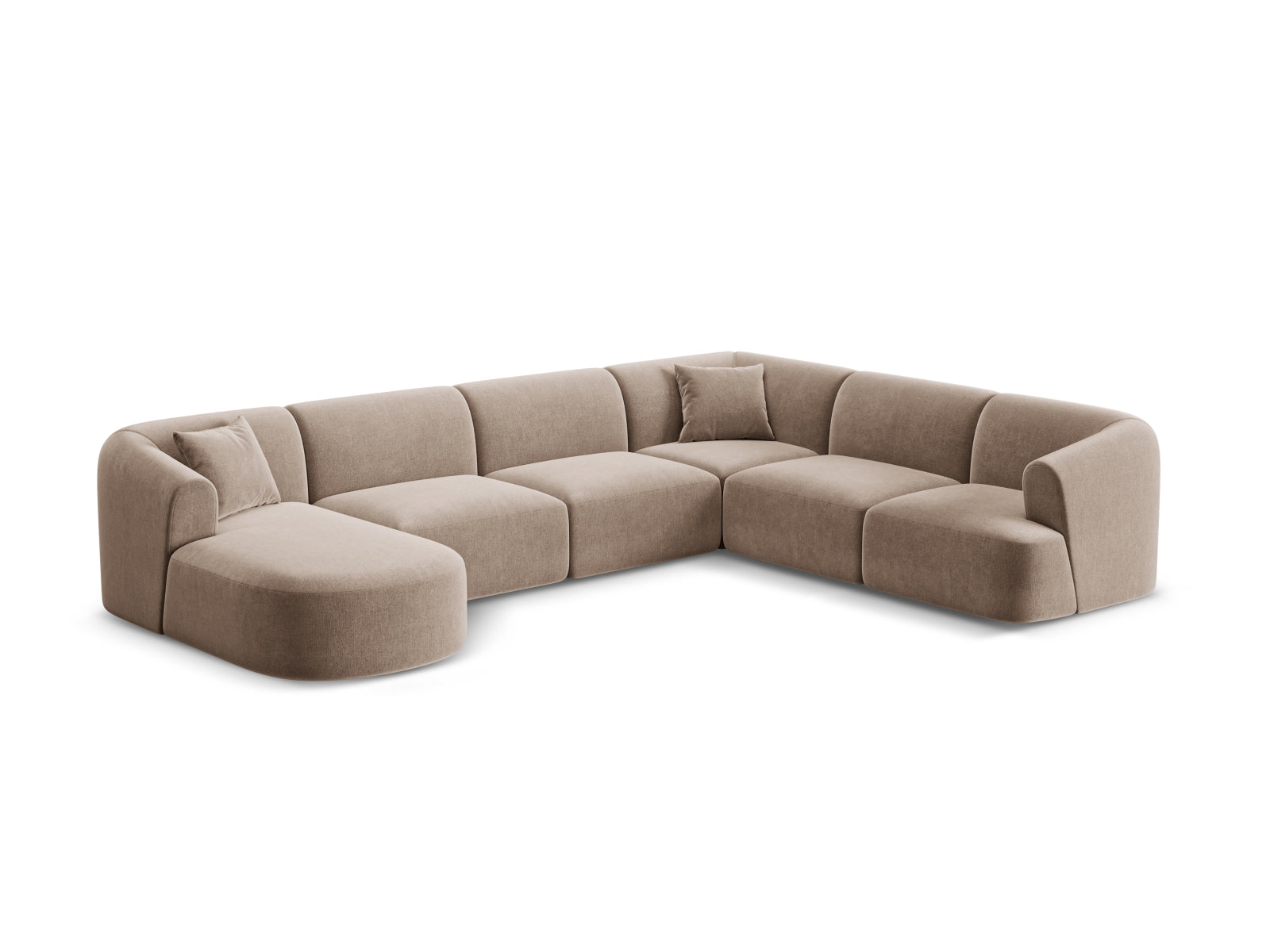 Elegantes 7-Sitzer Ecksofa Panoramic rechts Campi in stilvollem Dark Beige-Vogue, ideal für moderne Wohnräume.
