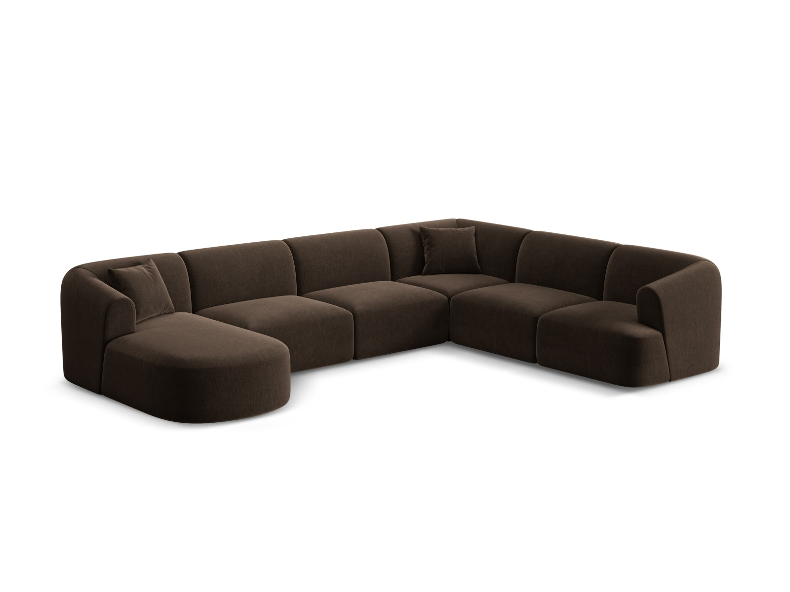 Elegantes 7-Sitzer Ecksofa Panoramic rechts Campi in Chocolate-Vogue, ideal für stilvolle Wohnräume und gemütliche Abende.