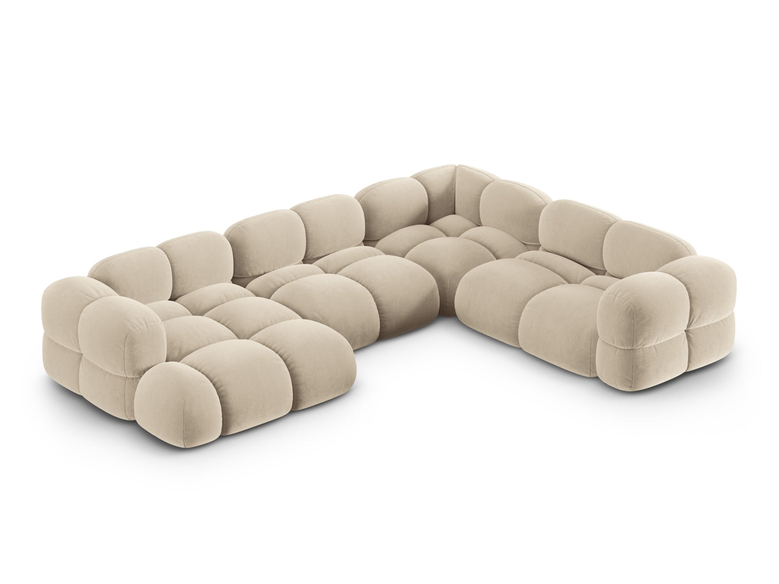 Loretto Velour Panoramic Ecksofa rechts 5 Sitzer 250cm in Light Beige-Vogue präsentiert im Onlineshop von KAQTU Design AG. Ecksofa rechts ist von Cosmopolitan Design