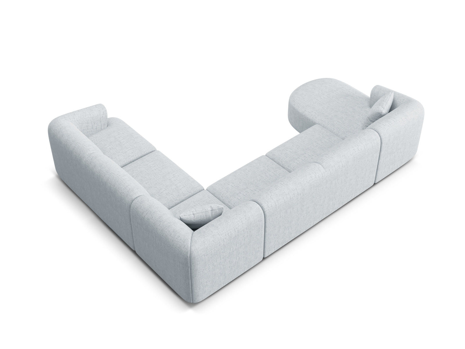 Elegantes 7-Sitzer Ecksofa Panoramic rechts Campi in stilvollem Grau, perfekt für gemütliche Abende und gesellige Runden.