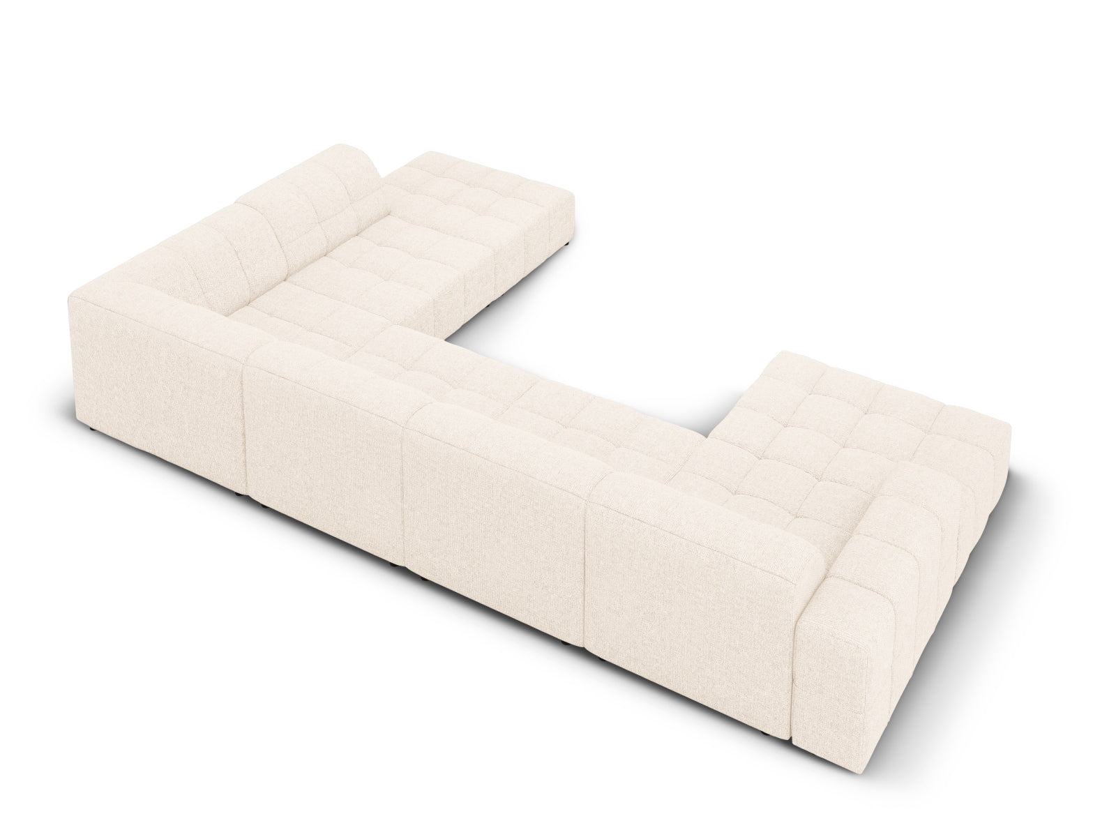 Modernes 7-sitziges Chicago Panoramic Ecksofa in hellem Beige, 262 cm, perfekt für gemütliche und stilvolle Wohnzimmergestaltung.