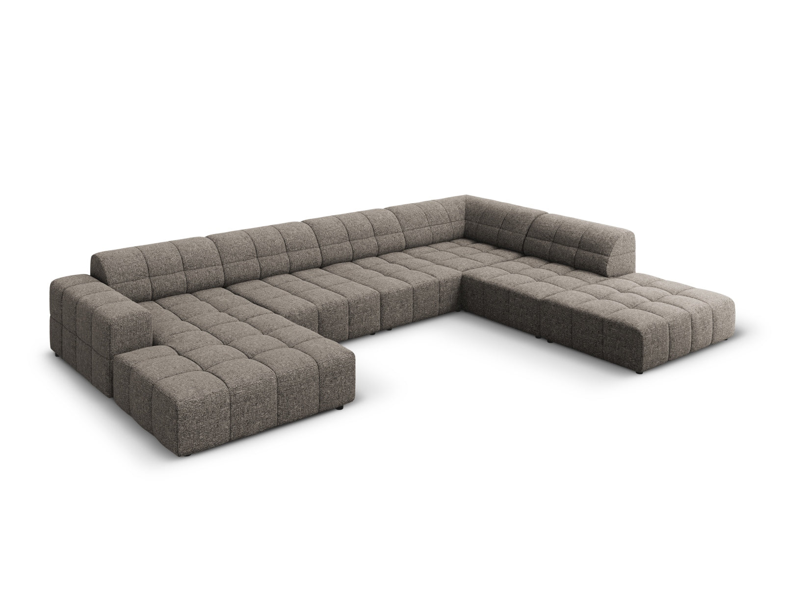 Elegantes Chicago Panoramic Ecksofa in Grau, 7-Sitzer, 262 cm, ideal für stilvolle Wohnräume, präsentiert von Cosmopolitan Design.