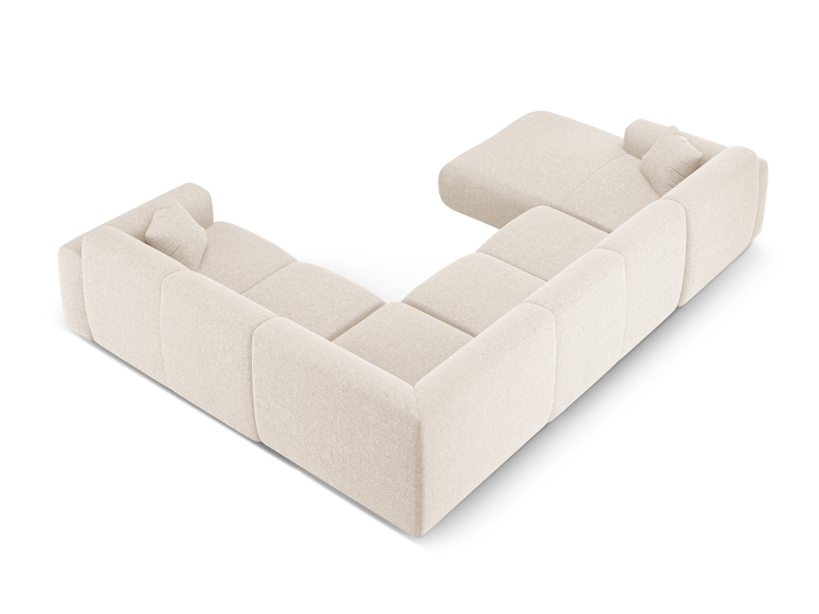 Elegantes Nolio Panoramic Ecksofa in hellem Beige, 6-Sitzer, 252 cm, ideal für stilvolle Wohnräume und gesellige Abende.