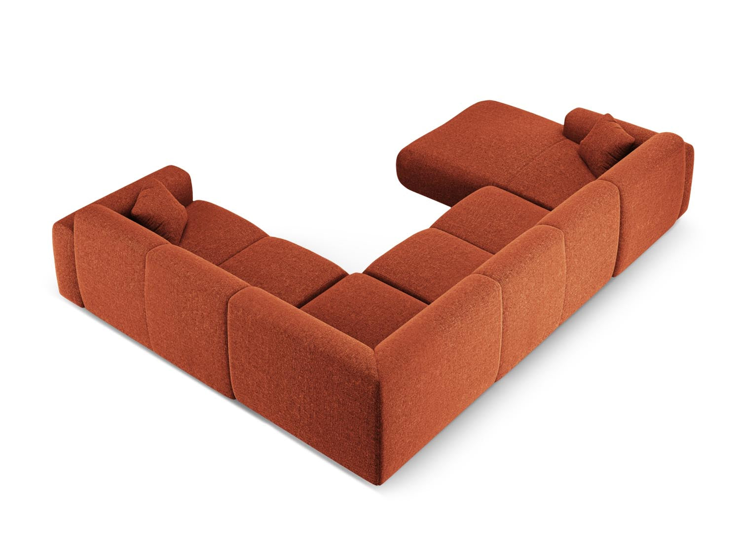 Elegantes Nolio Panoramic Ecksofa in sanftem Terracotta, 6-Sitzer, 252 cm, ideal für einladende und moderne Wohnräume.