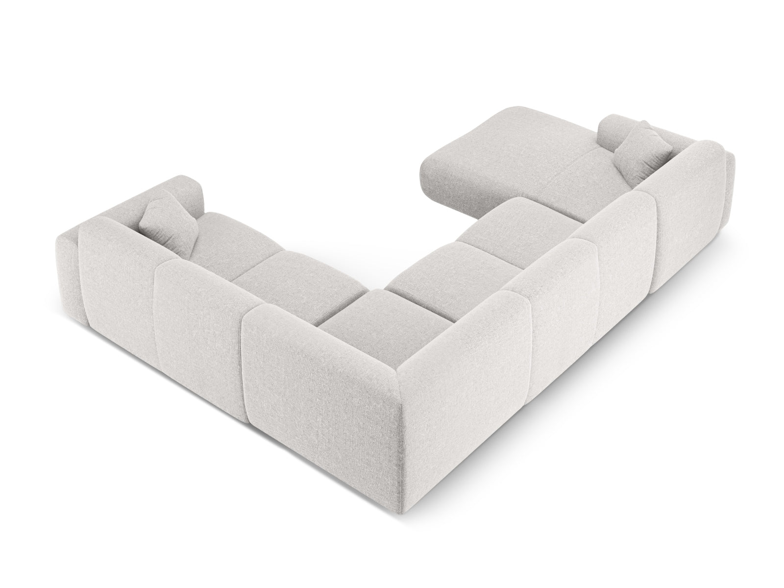 Elegantes Nolio Panoramic Ecksofa in hellem Grau, 6-Sitzer, 252 cm, ideal für stilvolle Wohnräume und gesellige Abende.