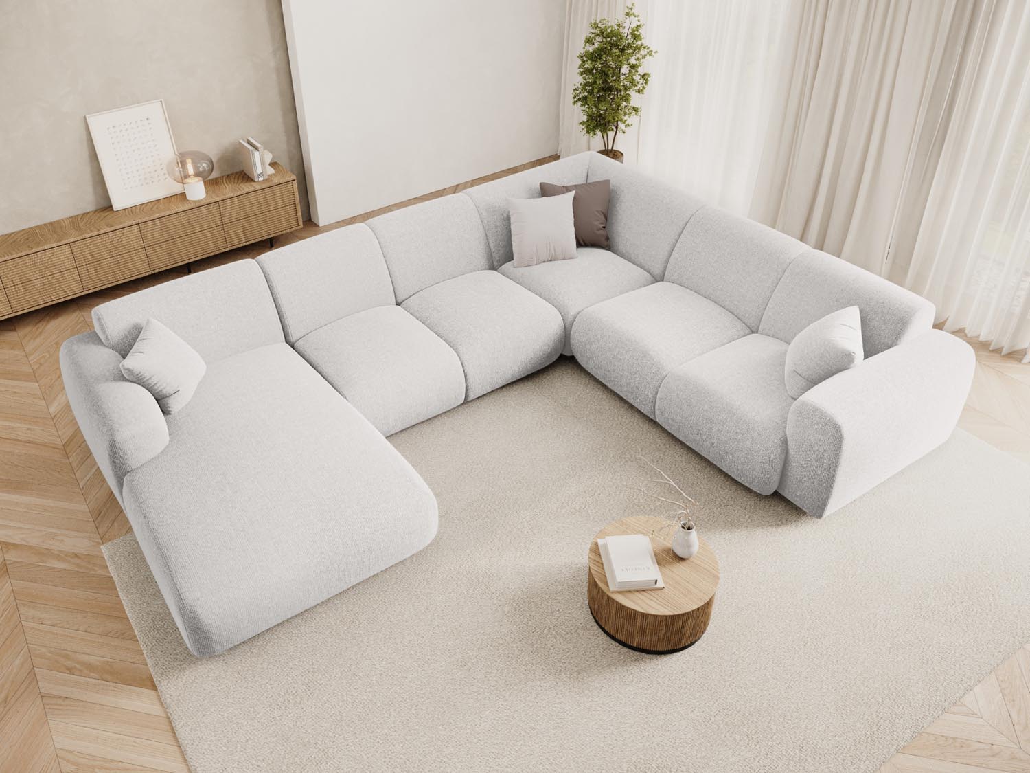 Entdecken Sie das Nolio Panoramic Ecksofa rechts (252cm) von Cosmopolitan Design – ein elegantes 6-Sitzer Sofa, das modernen Komfort und stilvolles Design perfekt kombiniert!
