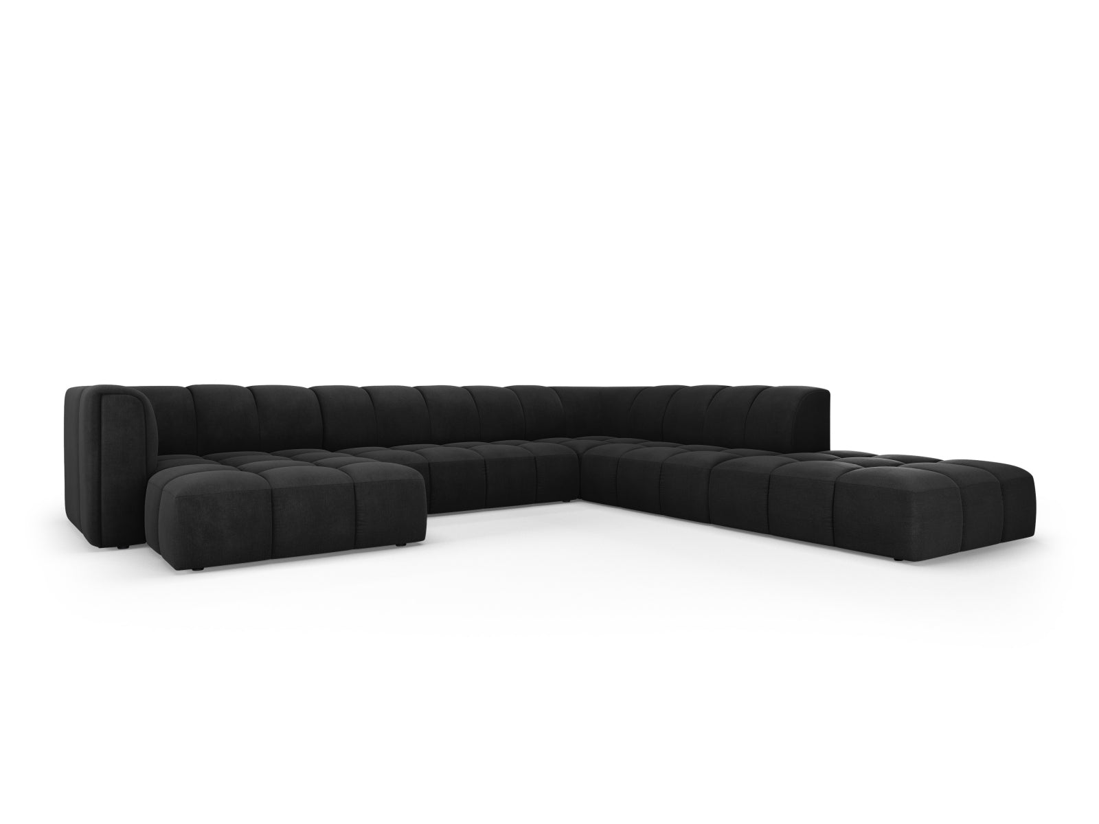 7-Sitzer Moritz Modular Ecksofa Panoramic rechts in Black-Rebel präsentiert im Onlineshop von KAQTU Design AG. Ecksofa rechts ist von Cosmopolitan Design