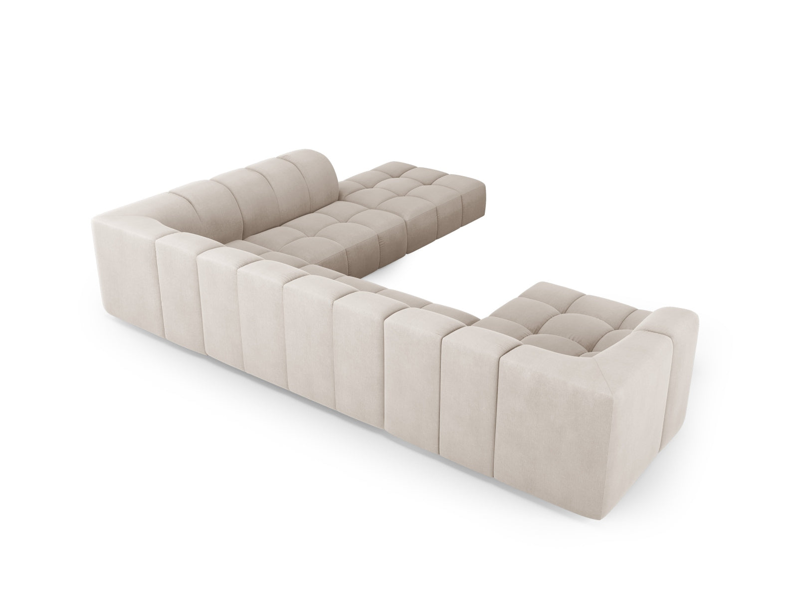 7-Sitzer Moritz Modular Ecksofa Panoramic rechts in Beige-Rebel präsentiert im Onlineshop von KAQTU Design AG. Ecksofa rechts ist von Cosmopolitan Design