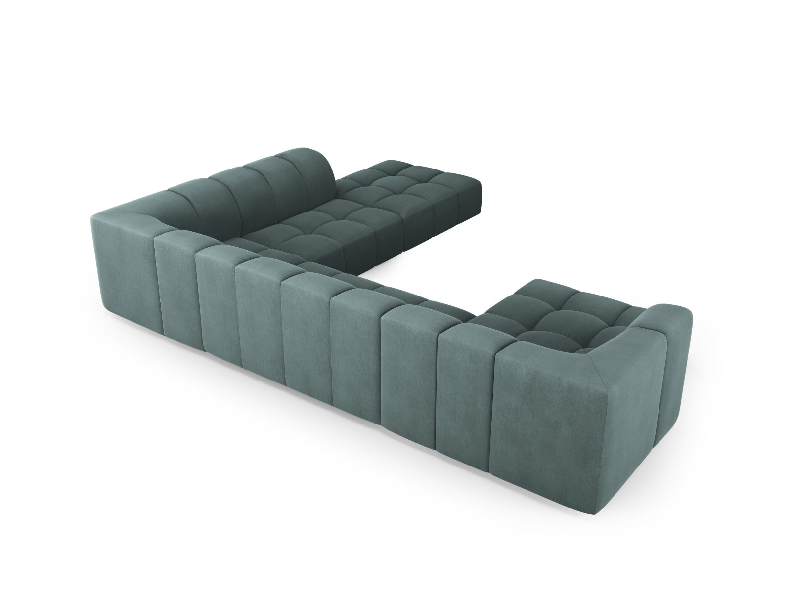 7-Sitzer Moritz Modular Ecksofa Panoramic rechts in Sea Green-Rebel präsentiert im Onlineshop von KAQTU Design AG. Ecksofa rechts ist von Cosmopolitan Design