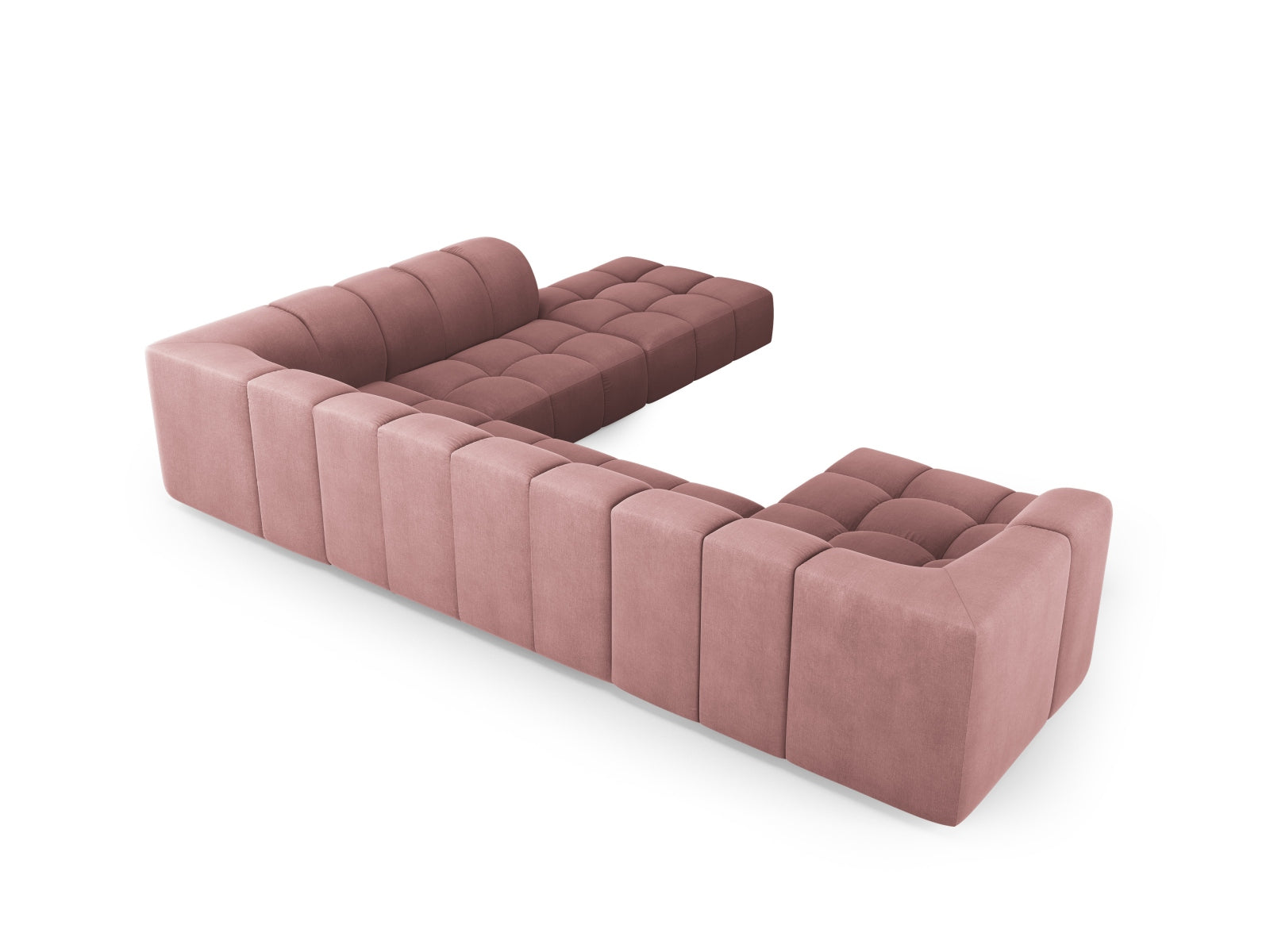 7-Sitzer Moritz Modular Ecksofa Panoramic rechts in Pink-Rebel präsentiert im Onlineshop von KAQTU Design AG. Ecksofa rechts ist von Cosmopolitan Design