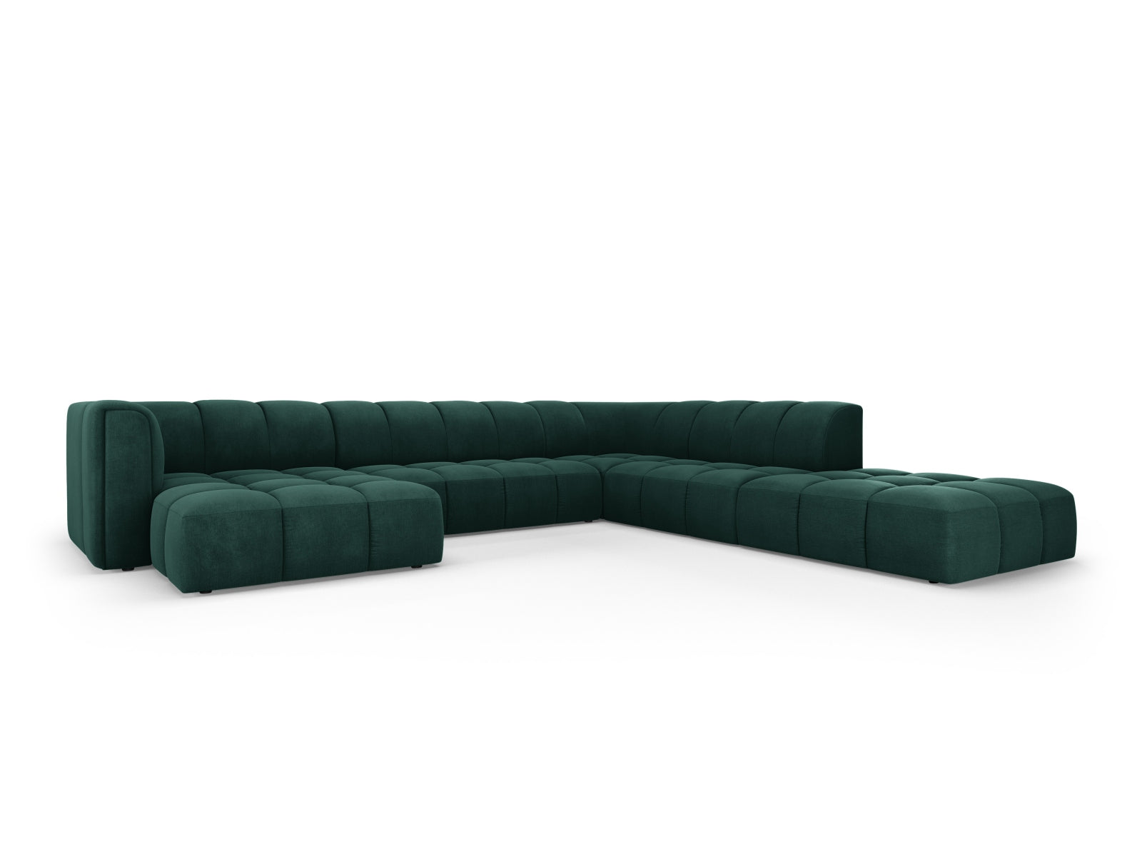 7-Sitzer Moritz Modular Ecksofa Panoramic rechts in Bottle Green-Rebel präsentiert im Onlineshop von KAQTU Design AG. Ecksofa rechts ist von Cosmopolitan Design