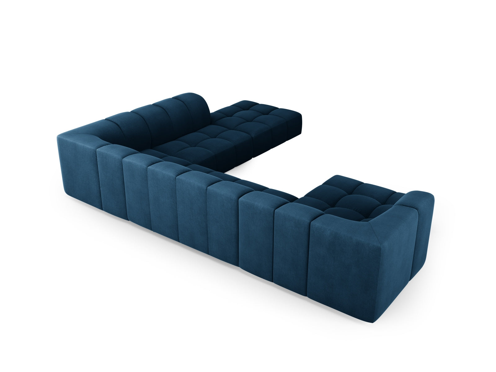 7-Sitzer Moritz Modular Ecksofa Panoramic rechts in Royal Blue-Rebel präsentiert im Onlineshop von KAQTU Design AG. Ecksofa rechts ist von Cosmopolitan Design