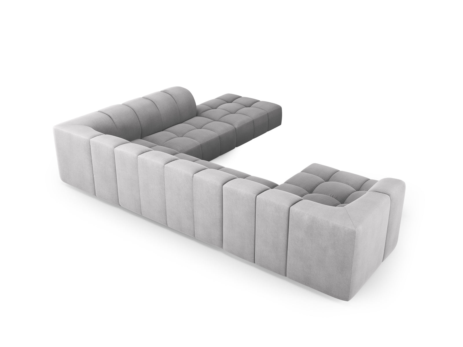 7-Sitzer Moritz Modular Ecksofa Panoramic rechts in Light Grey-Rebel präsentiert im Onlineshop von KAQTU Design AG. Ecksofa rechts ist von Cosmopolitan Design