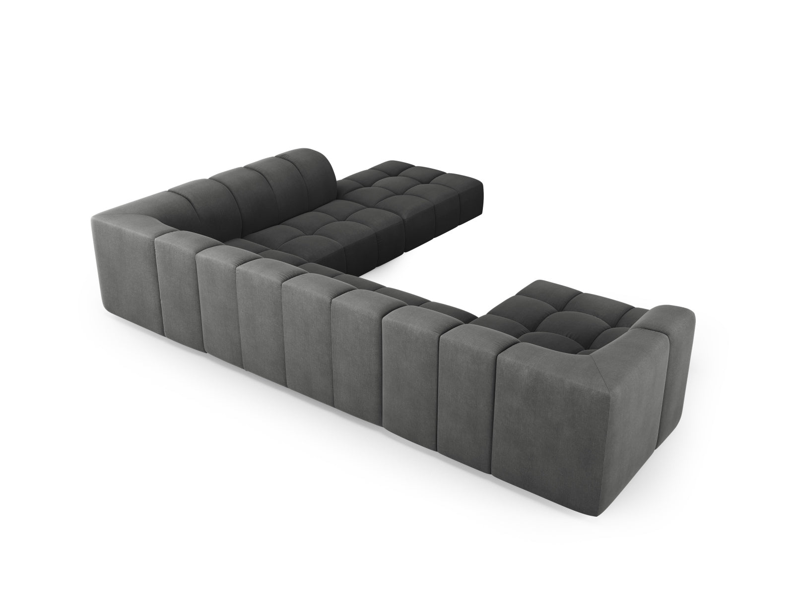 7-Sitzer Moritz Modular Ecksofa Panoramic rechts in Dark Grey-Rebel präsentiert im Onlineshop von KAQTU Design AG. Ecksofa rechts ist von Cosmopolitan Design