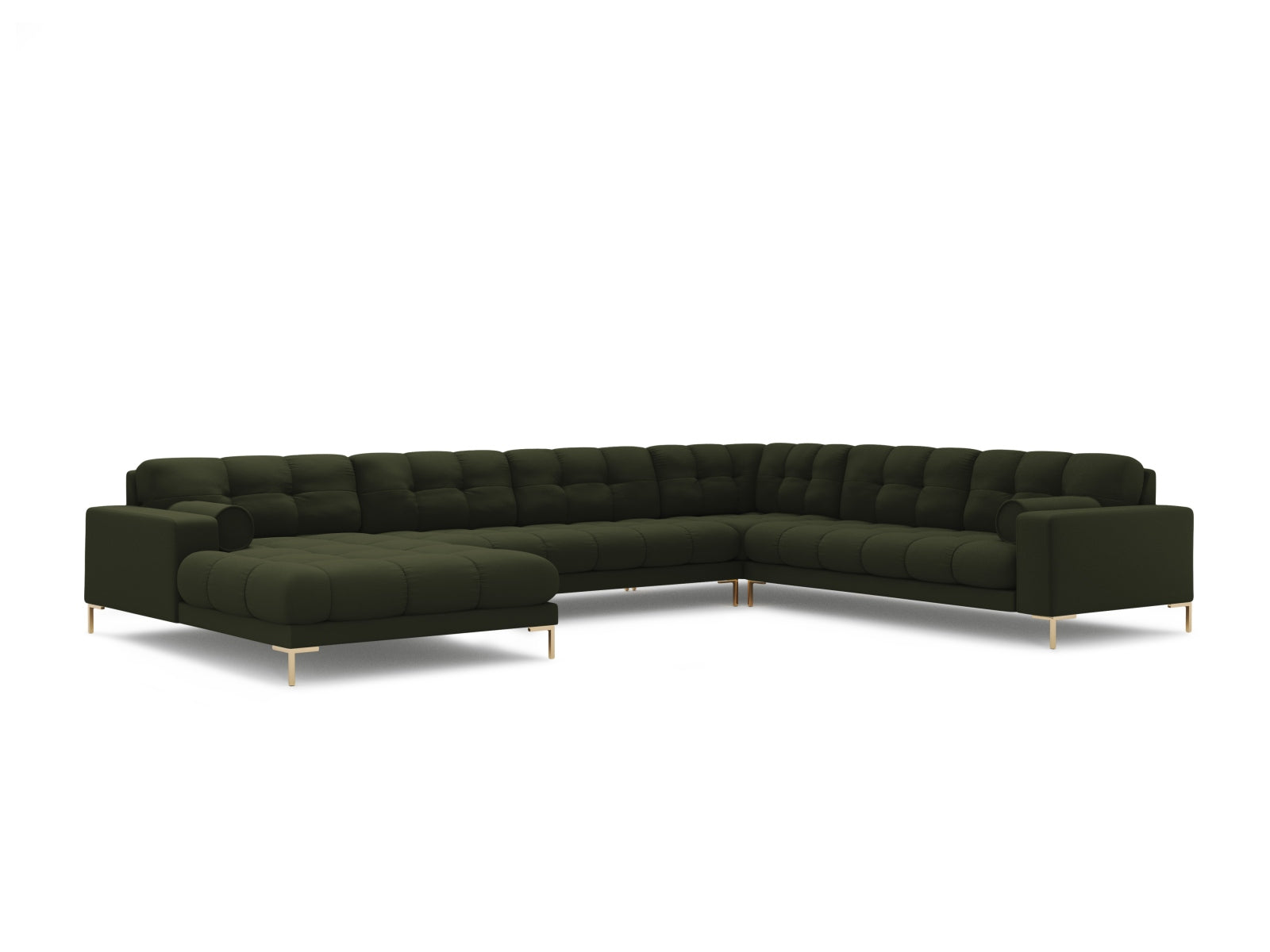 7-Sitzer Ecksofa Panoramic Bali rechts in Green-Neve präsentiert im Onlineshop von KAQTU Design AG. Ecksofa rechts ist von Cosmopolitan Design