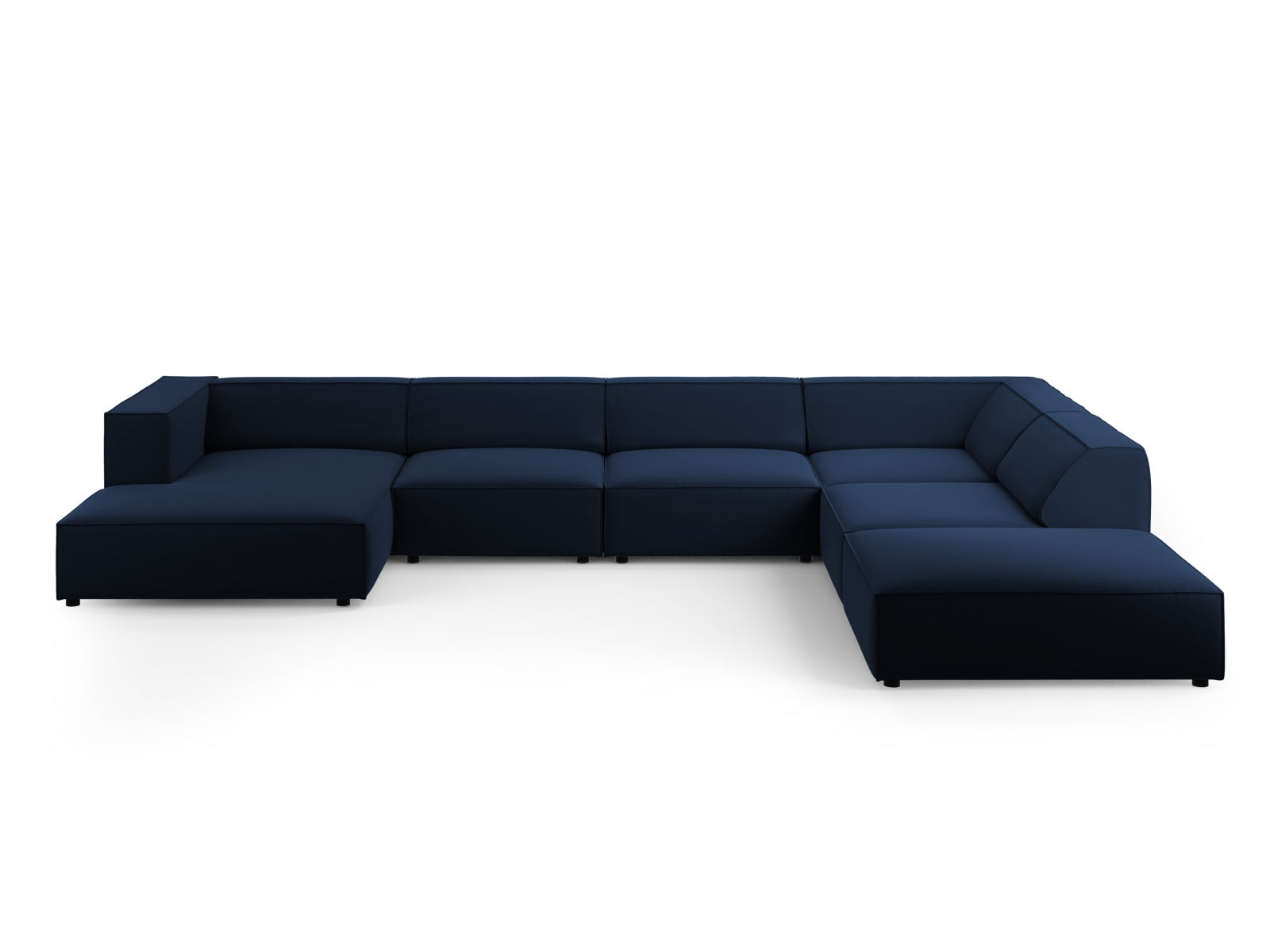 Arendal Velour Panoramic Ecksofa rechts 7 Sitzer in Royal Blue präsentiert im Onlineshop von KAQTU Design AG. Ecksofa rechts ist von Cosmopolitan Design