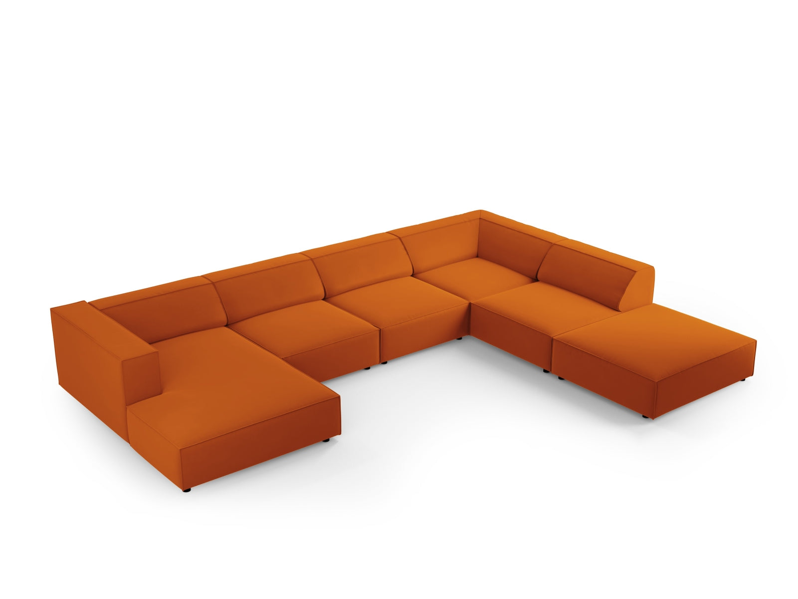 Erleben Sie das Arendal Velour Panoramic Ecksofa rechts 7 Sitzer von Cosmopolitan Design – stilvolles Design, hervorragender Komfort und perfekt für Ihr modernes Zuhause.