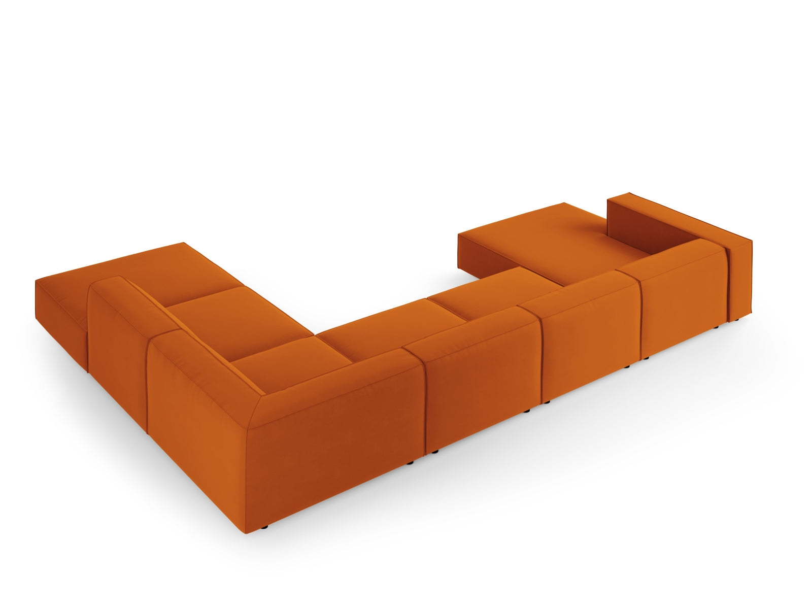 Entdecken Sie das Arendal Velour Panoramic Ecksofa rechts 7 Sitzer von Cosmopolitan Design – elegantes Design, optimaler Komfort und ideal für Ihr modernes Wohnambiente.