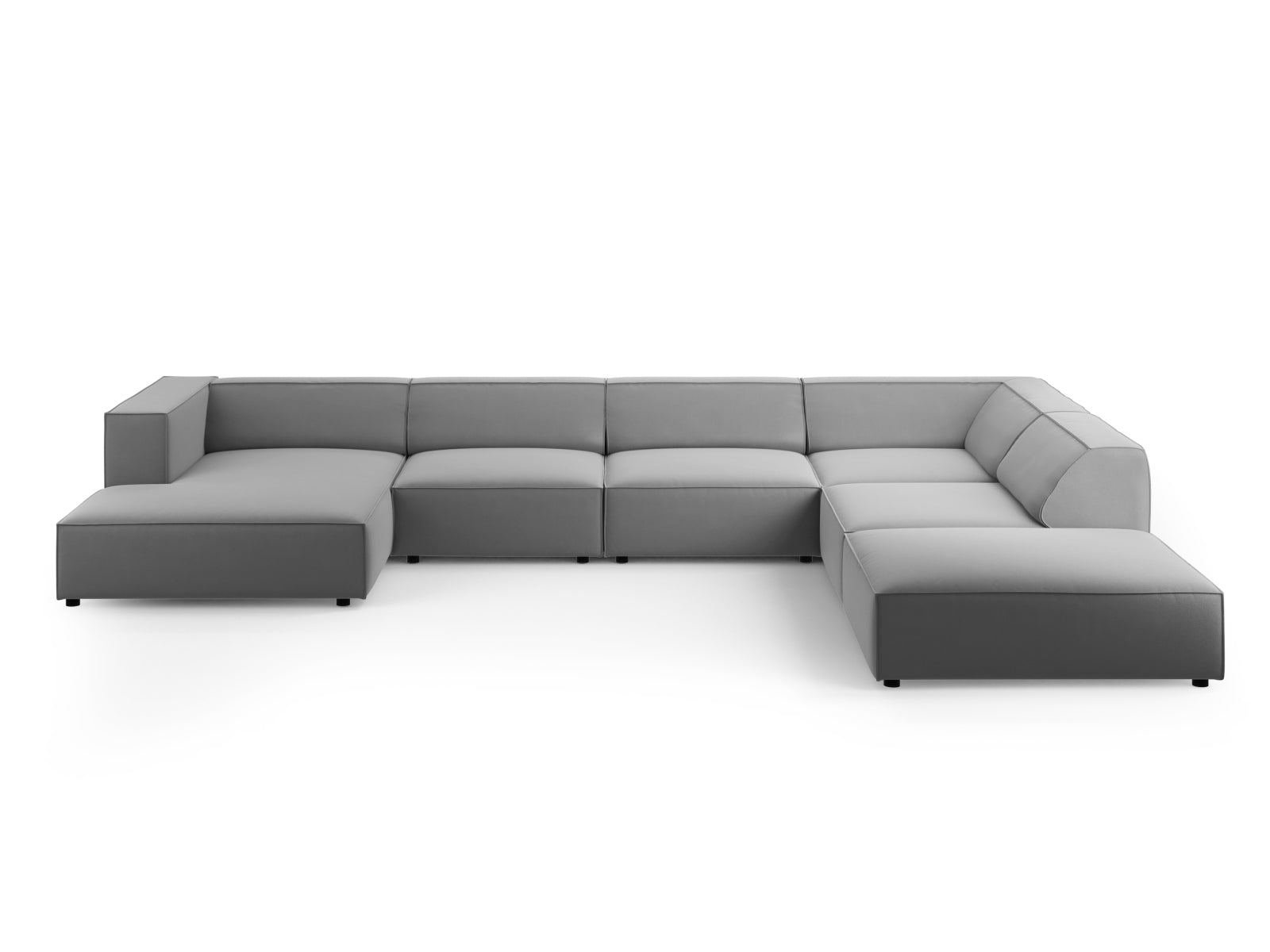 Arendal Velour Panoramic Ecksofa rechts 7 Sitzer in Light Grey präsentiert im Onlineshop von KAQTU Design AG. Ecksofa rechts ist von Cosmopolitan Design