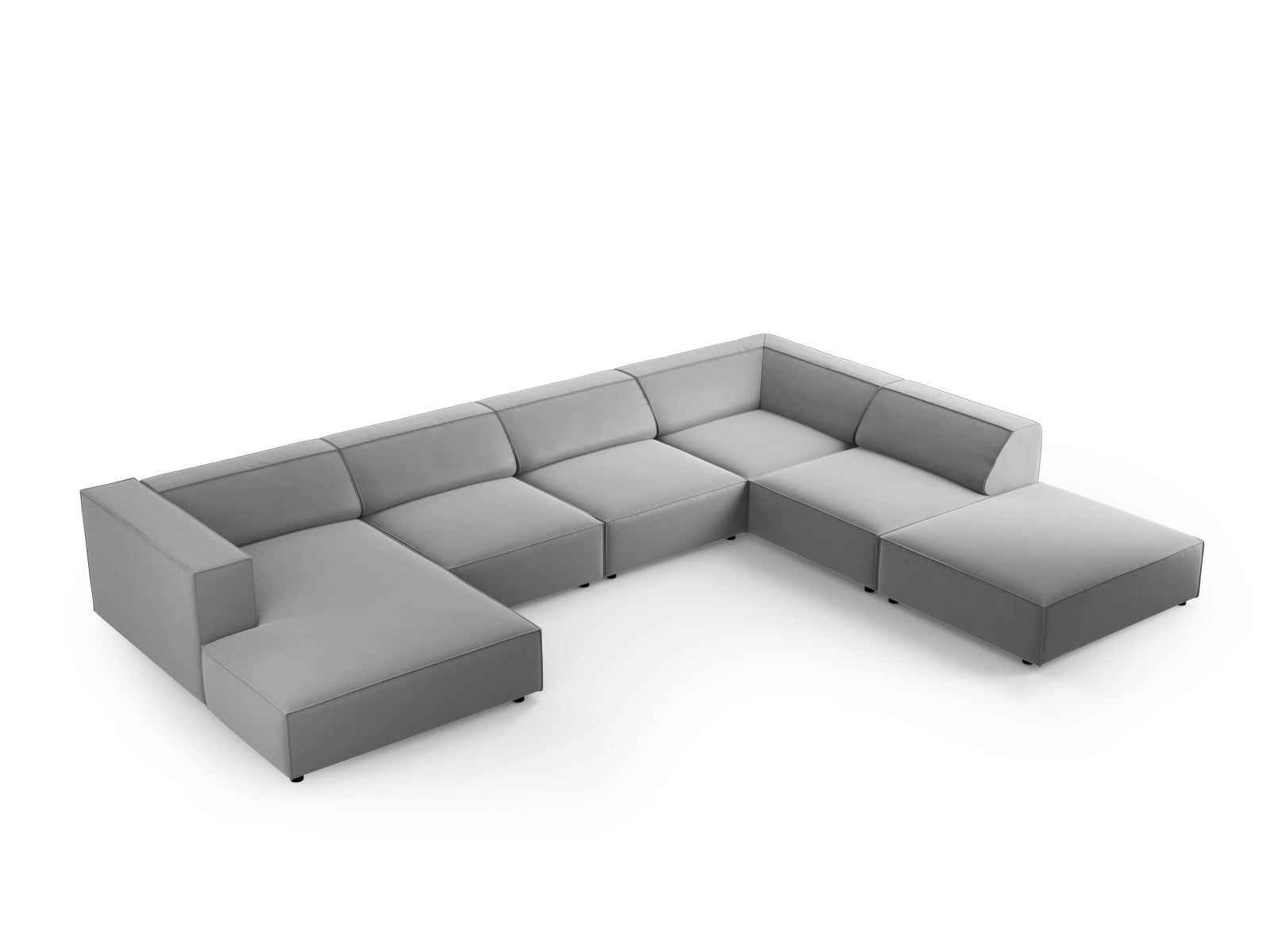 Erleben Sie das Arendal Velour Panoramic Ecksofa rechts 7 Sitzer von Cosmopolitan Design – stilvolles Design, hervorragender Komfort und perfekt für Ihr modernes Zuhause.
