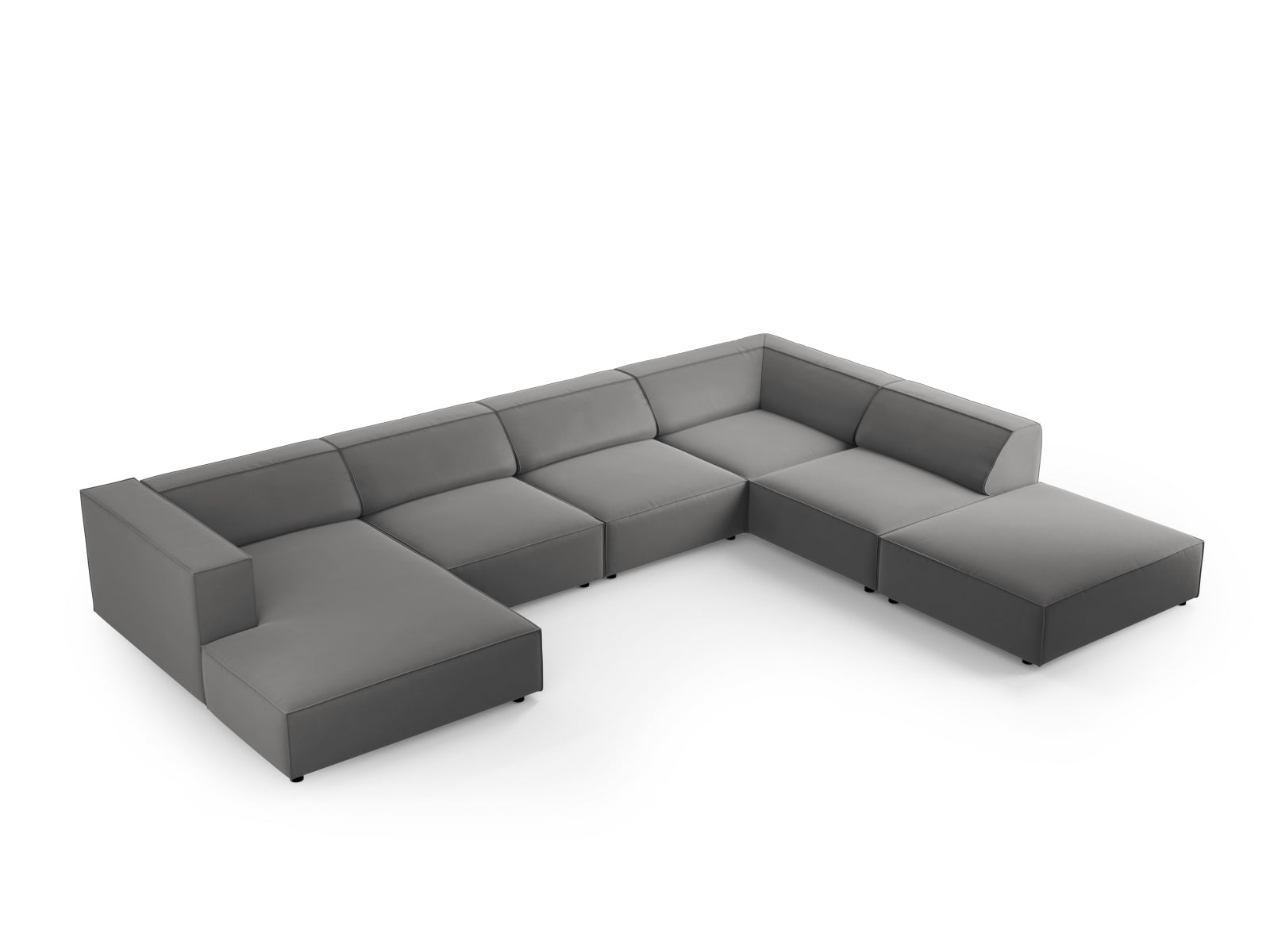 Erleben Sie das Arendal Velour Panoramic Ecksofa rechts 7 Sitzer von Cosmopolitan Design – stilvolles Design, hervorragender Komfort und perfekt für Ihr modernes Zuhause.