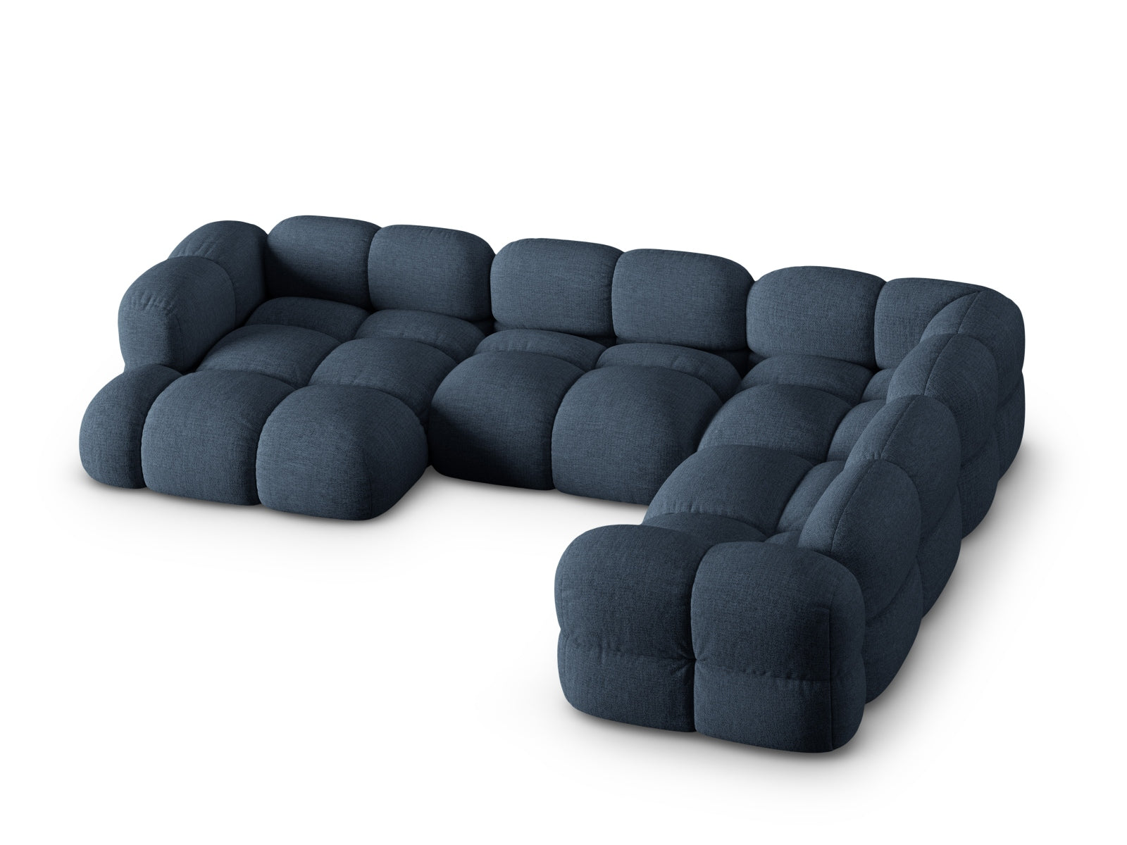 Modernes Loretto Panoramic Ecksofa in Dunkelblau, 5-Sitzer, perfekt für gemütliche Ecken und stilvolle Einrichtungsideen.